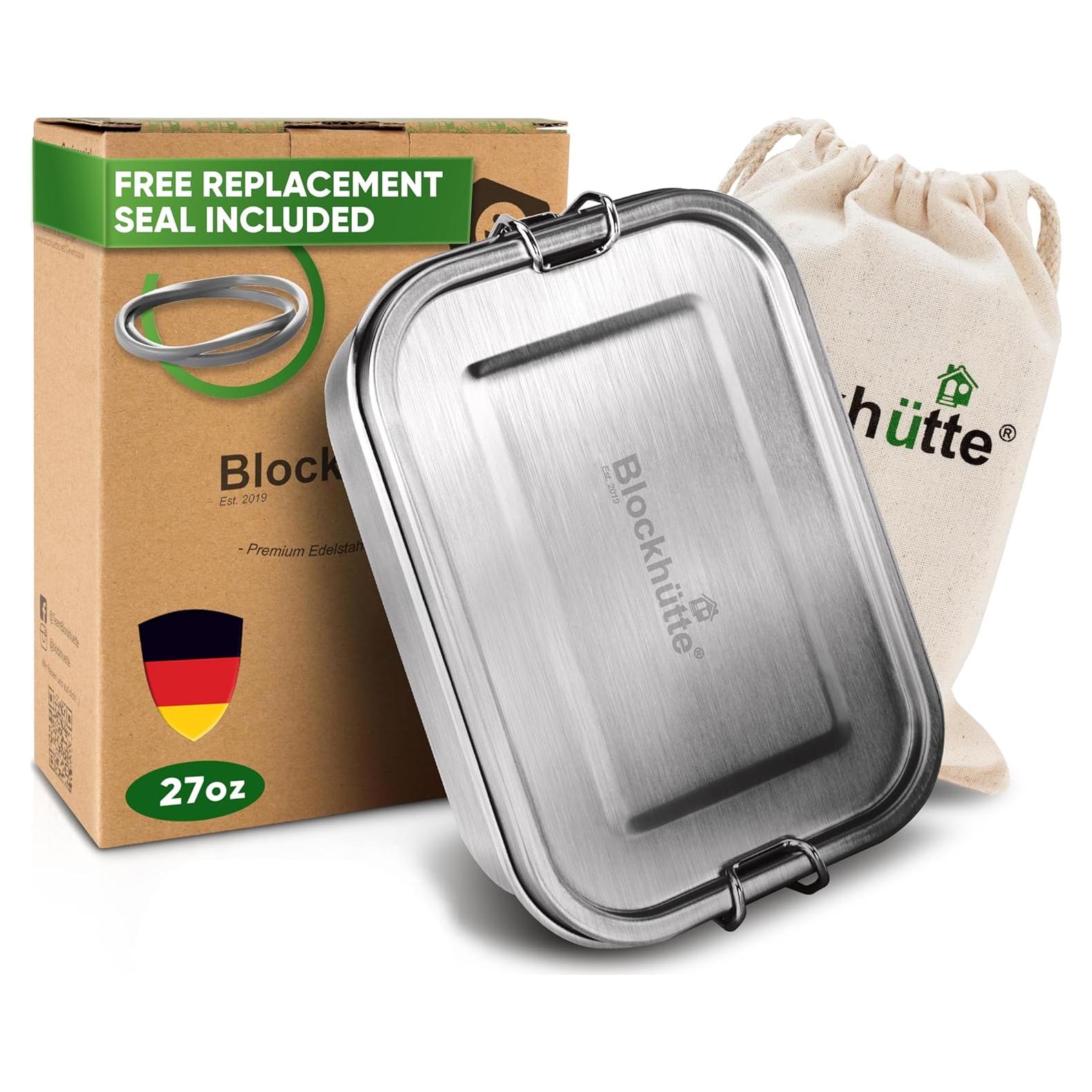 Caja de Almuerzo de Acero Inoxidable Blockhütte 800ml 3 Compartimentos