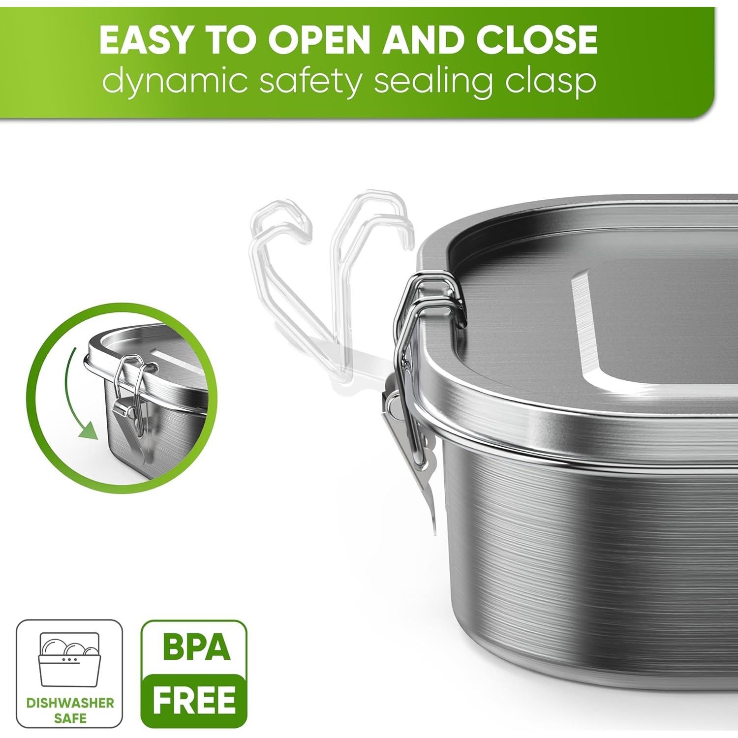 Caja de Almuerzo de Acero Inoxidable Blockhütte 800ml 3 Compartimentos