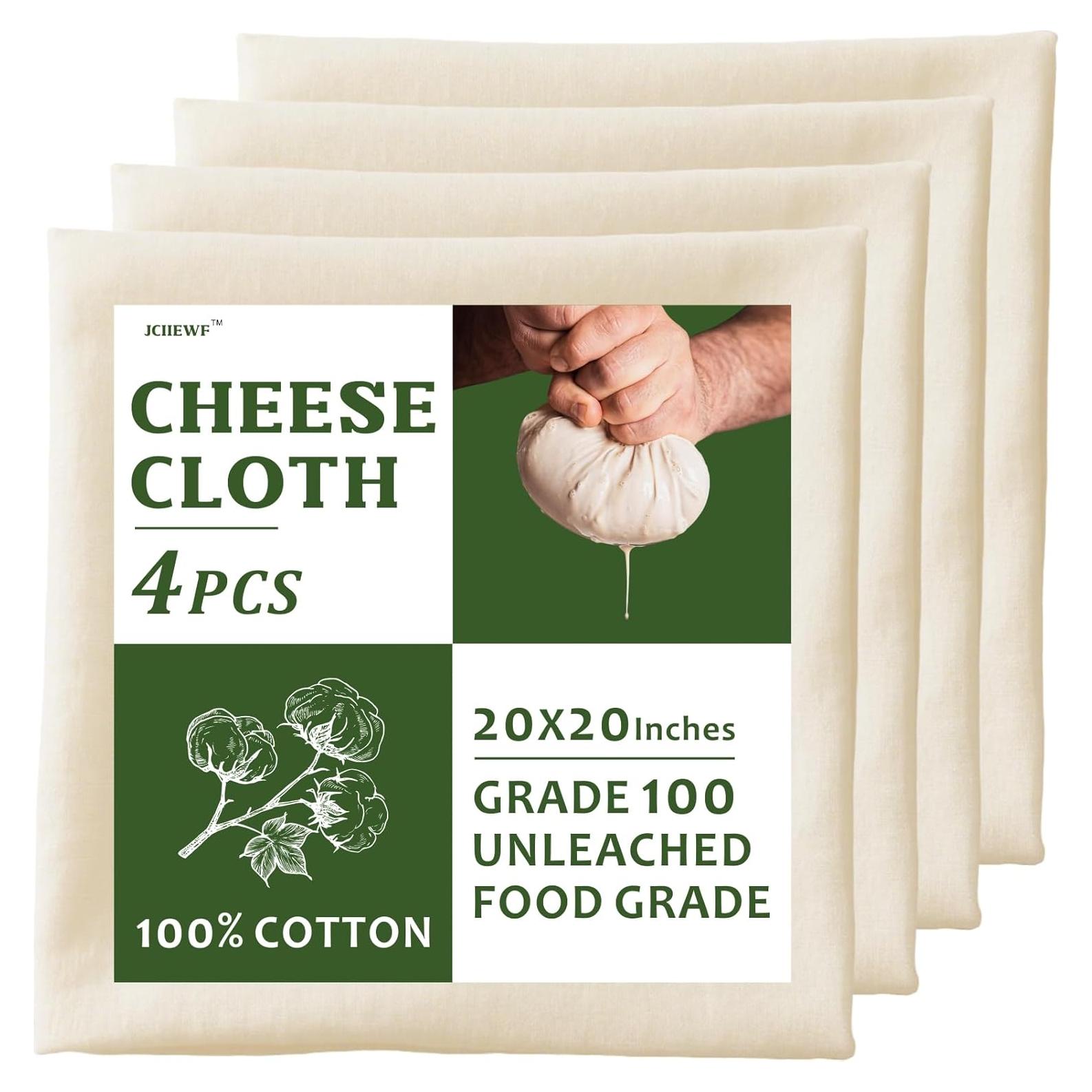 Paños de Queso 4 Piezas 100% Algodón Grado Alimenticio 51x51 cm