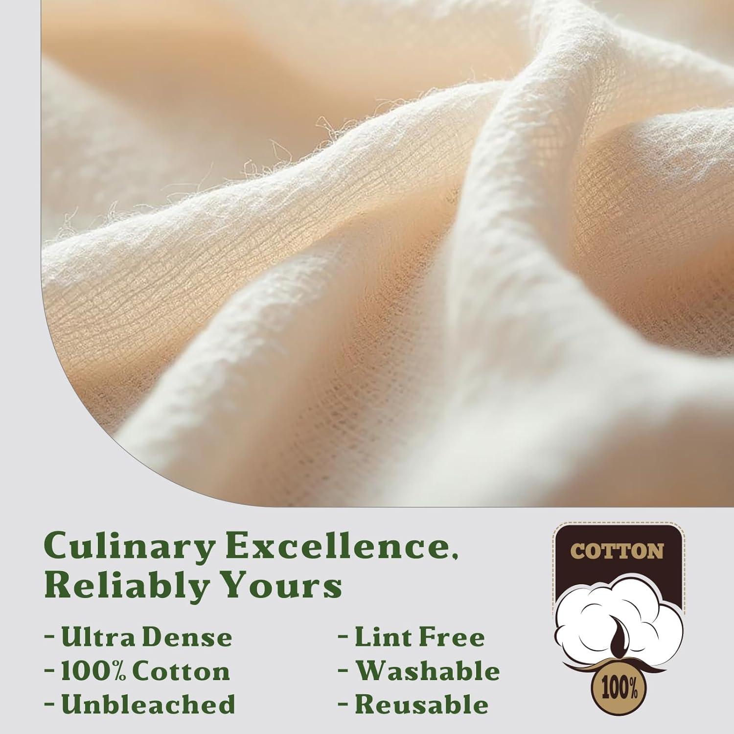 Paños de Queso 4 Piezas 100% Algodón Grado Alimenticio 51x51 cm