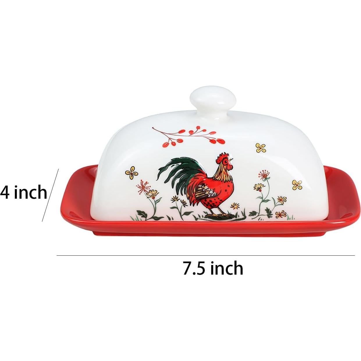 Plato de Mantequilla de Porcelana Sizikato con Tapa Gallo