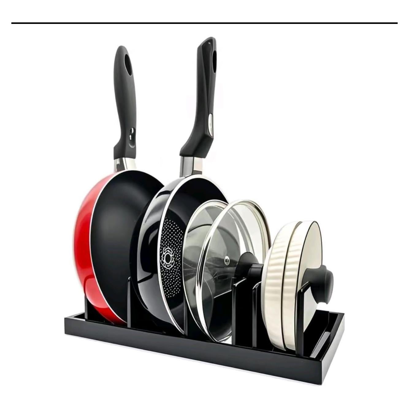 Organizador de Tapa de Olla Pozmrtsr Negro Ajustable 3 Estantes