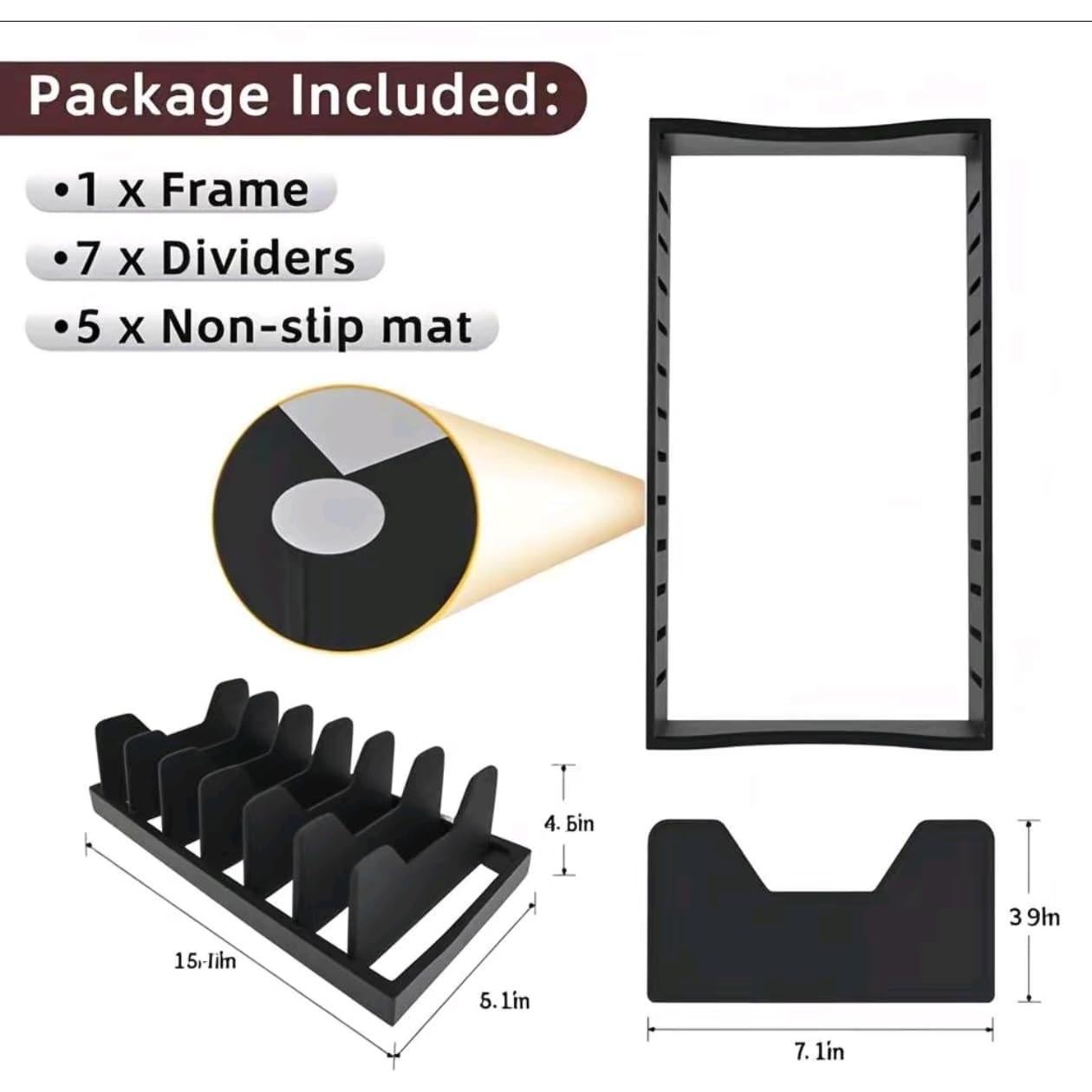 Organizador de Tapa de Olla Pozmrtsr Negro Ajustable 3 Estantes