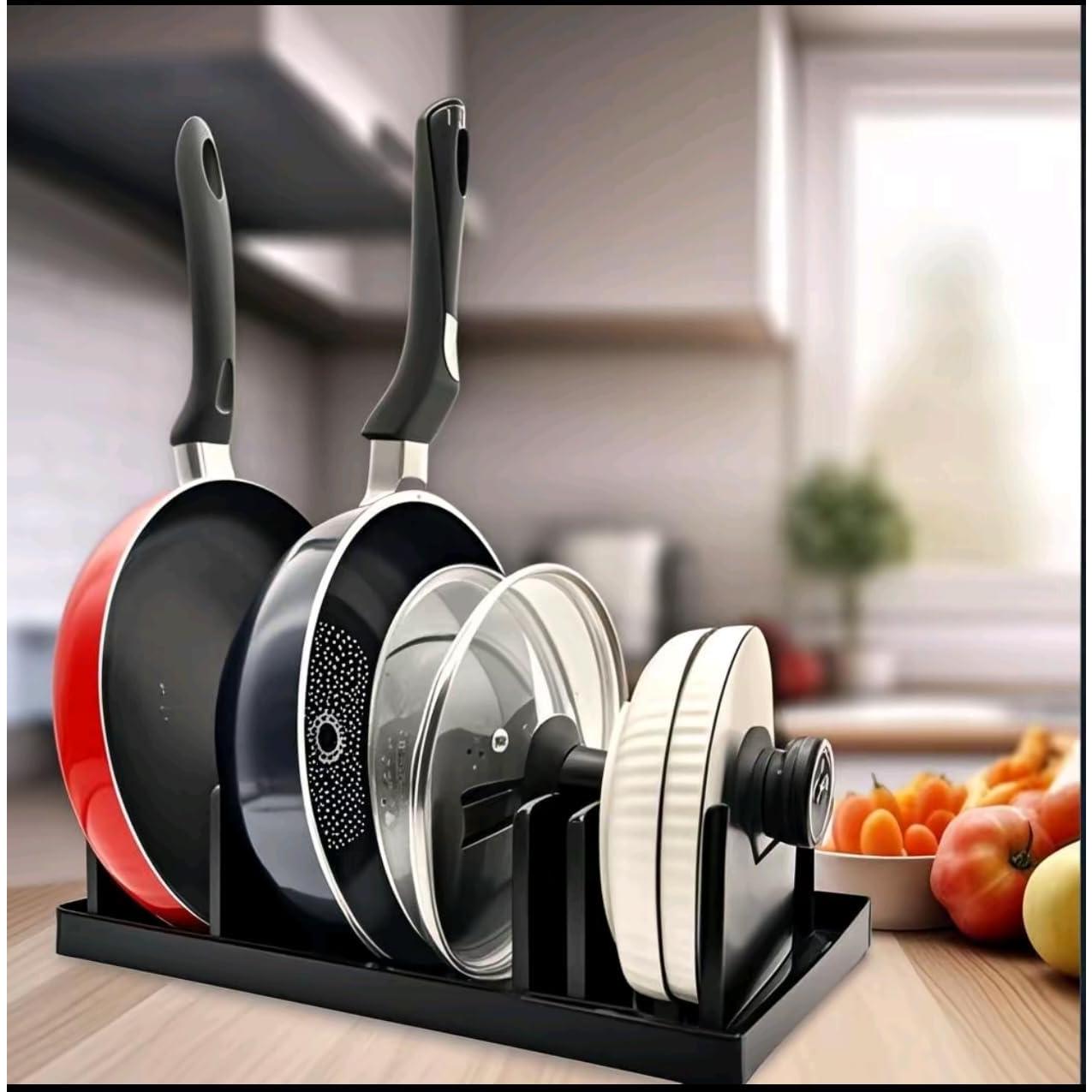 Organizador de Tapa de Olla Pozmrtsr Negro Ajustable 3 Estantes