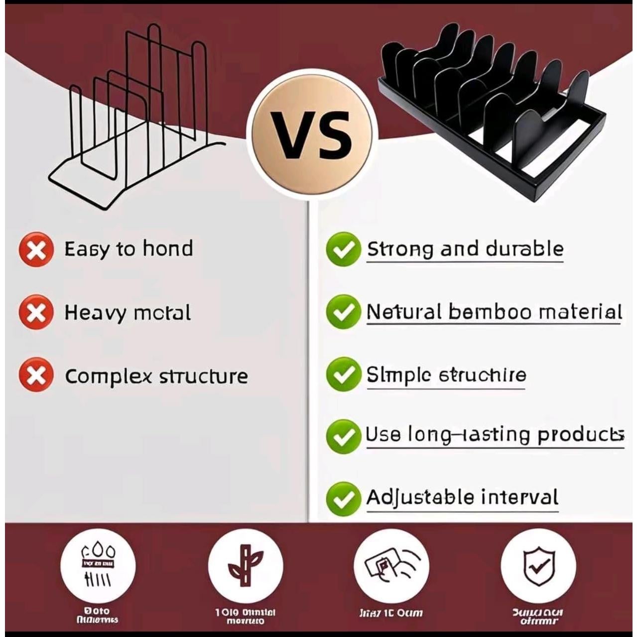 Organizador de Tapa de Olla Pozmrtsr Negro Ajustable 3 Estantes