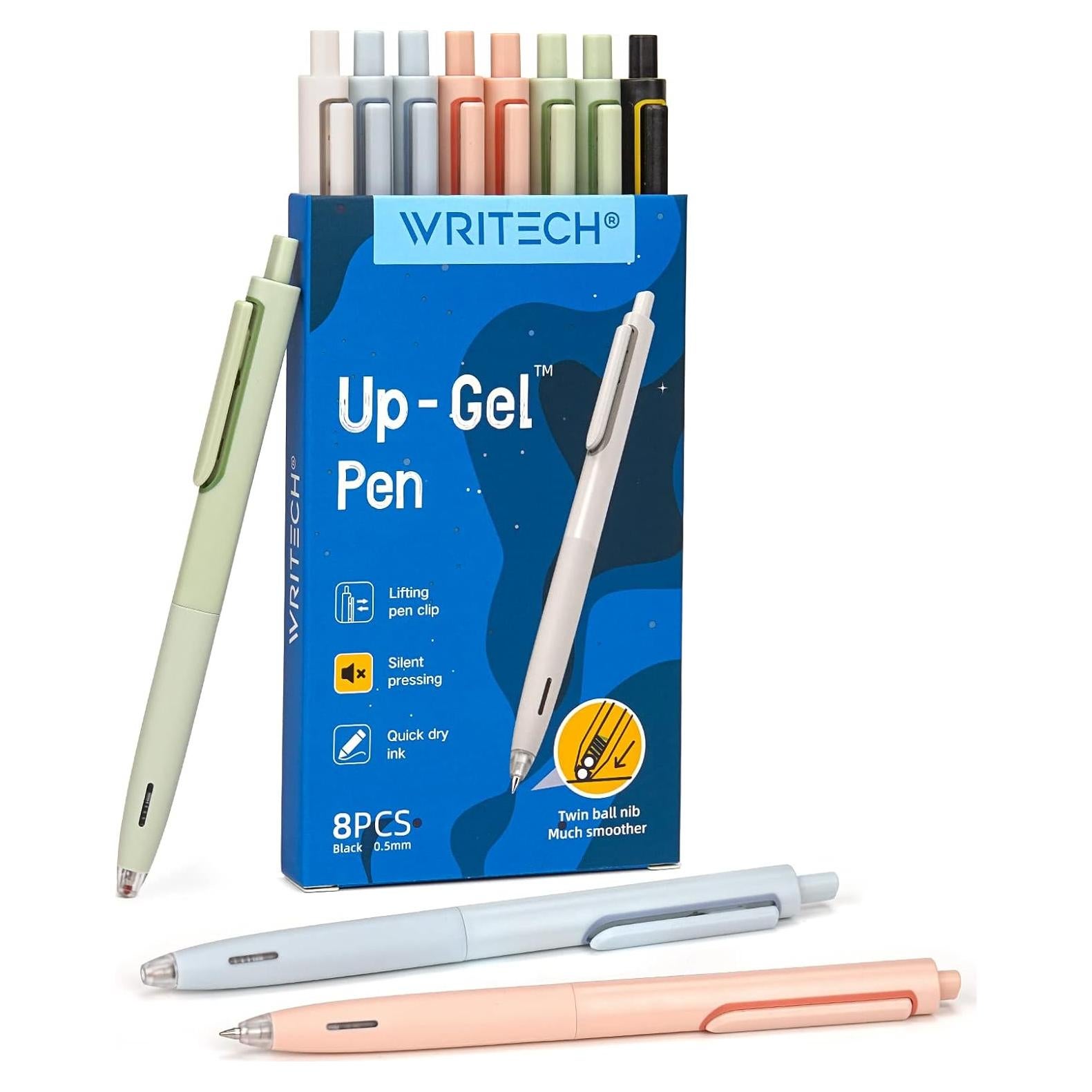Bolígrafos de Gel WRITECH Retráctiles 0.5mm Tinta Negra Set 8 Unidades