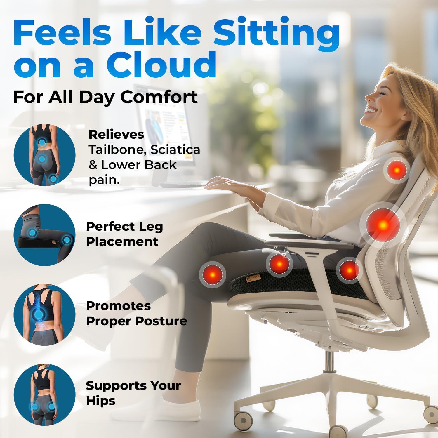Cojín de Asiento Ergonomico TOP COMFORT con Gel y Espuma Viscoelástica