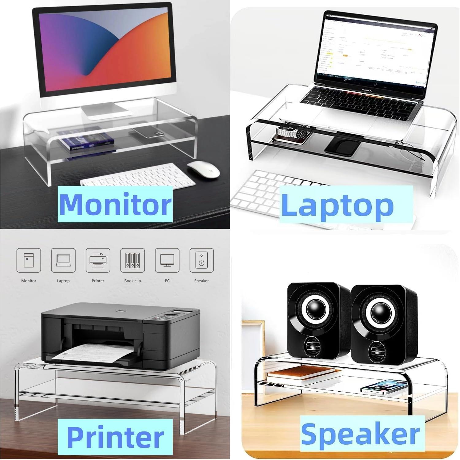 Soporte de Monitor Acrílico Wymexen 2 Niveles 40.6x20.3 cm