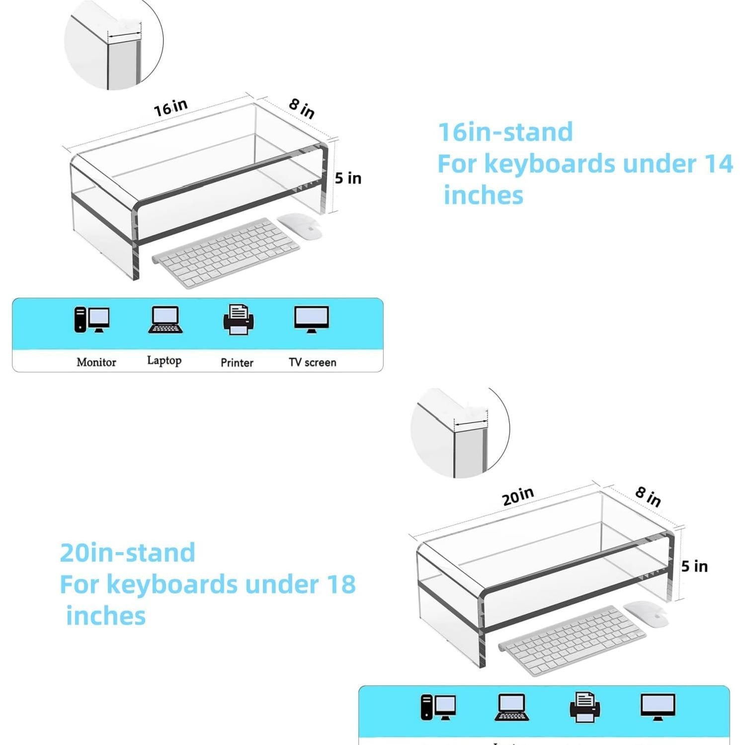 Soporte de Monitor Acrílico Wymexen 2 Niveles 40.6x20.3 cm