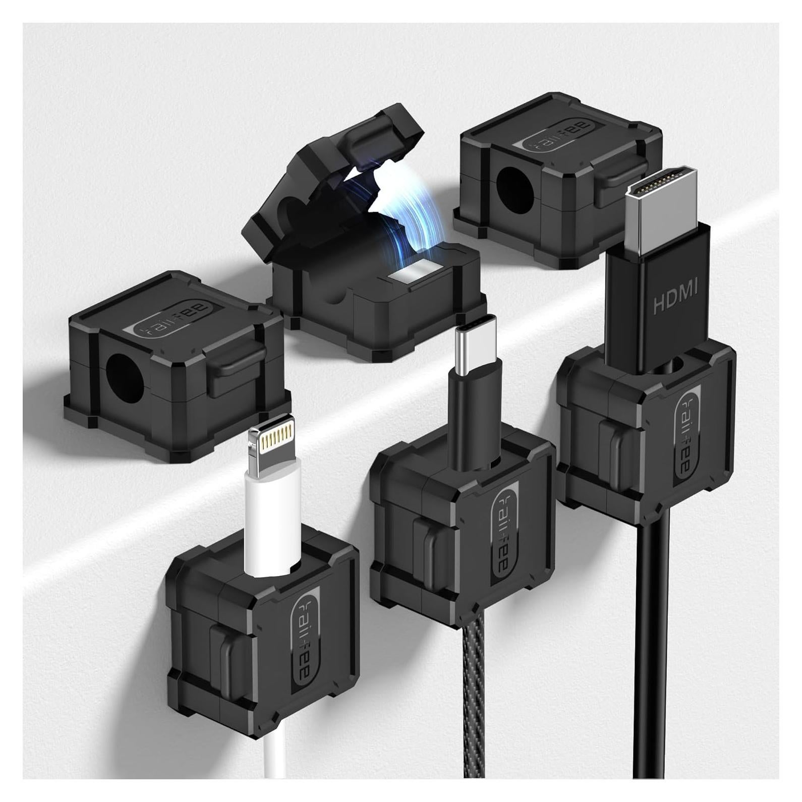 Organizador de Cables Adhesivo Kailfee - 6 Clips Magnéticos
