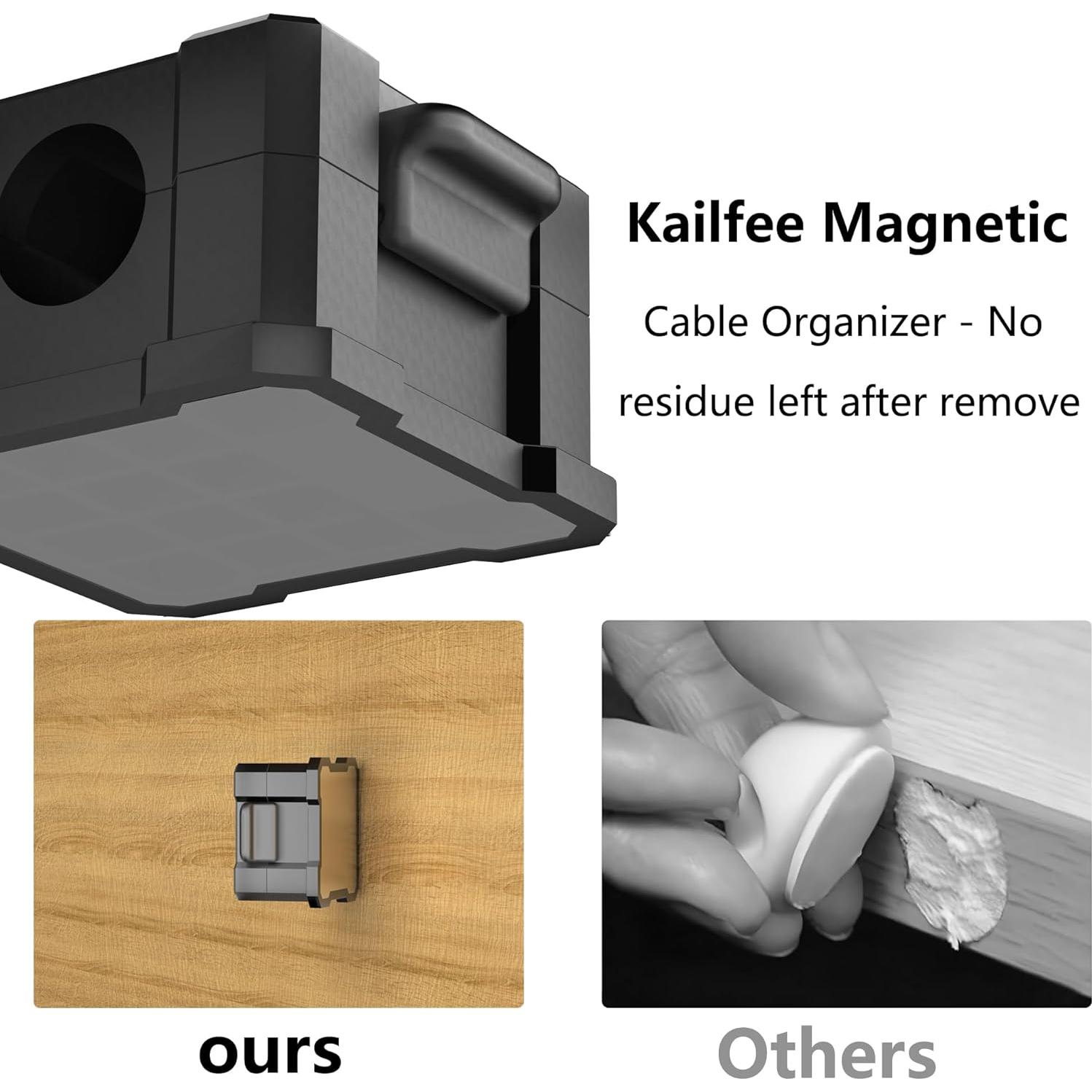 Organizador de Cables Adhesivo Kailfee - 6 Clips Magnéticos