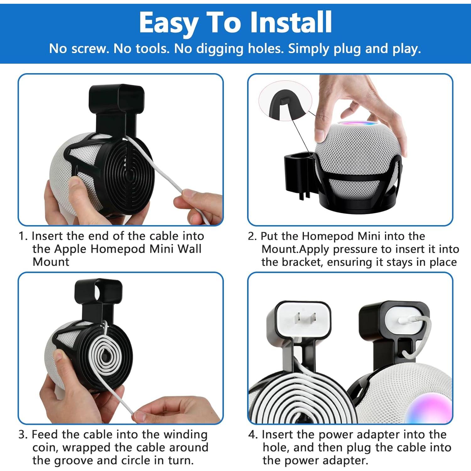 Soporte de Montaje en Pared CUHIOY para HomePod Mini Negro