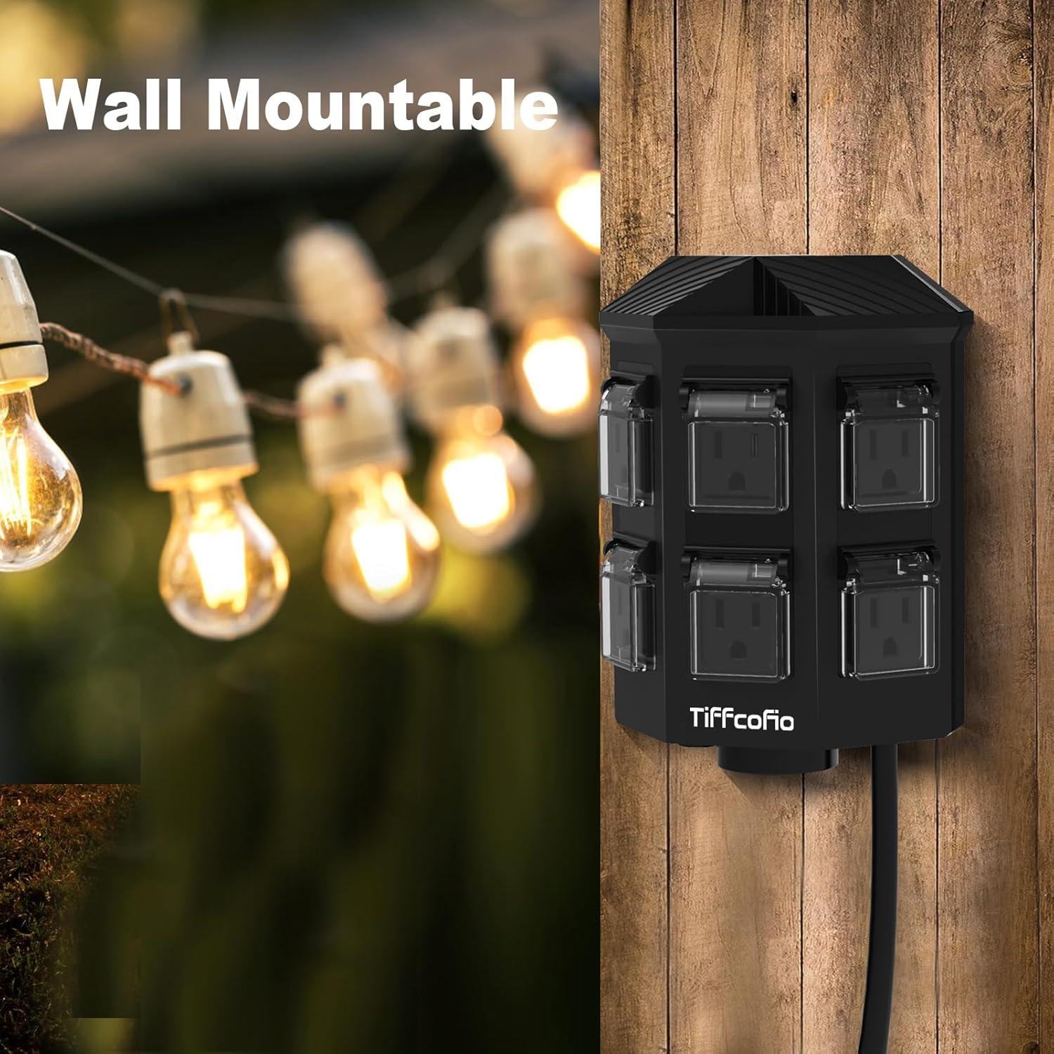 Toma de Corriente Exterior a Prueba de Agua Tiffcofio 25 pies