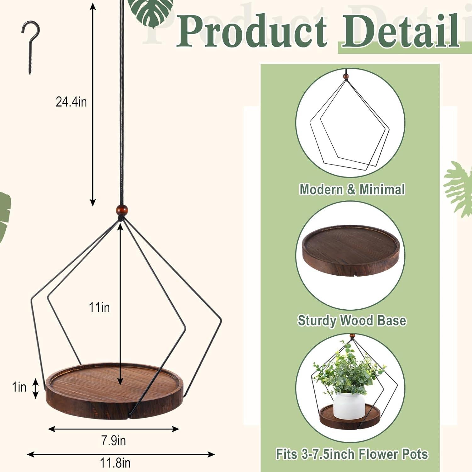 Paquete de 3 Soportes de Plantas Colgantes Boho Threehoney