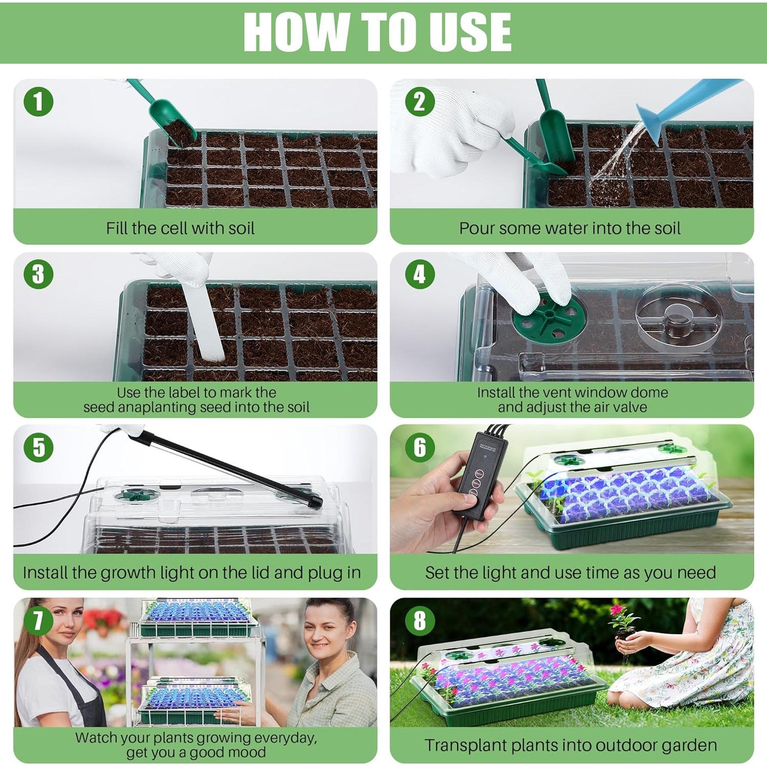 Kit de Inicio de Semillas Saillong con Luz LED y Temporizador