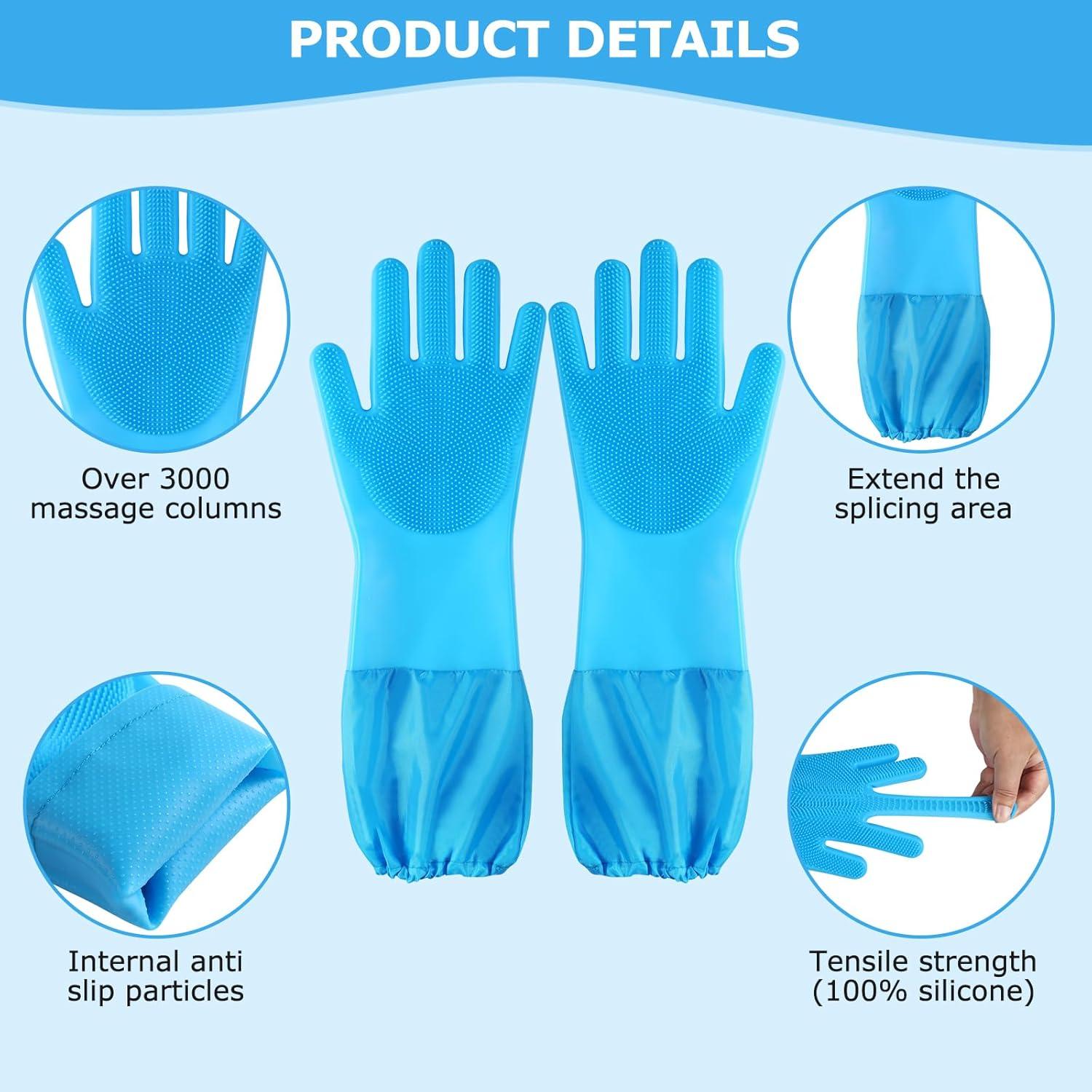 Guantes de Baño para Perros y Gatos Azul - 43.9 cm