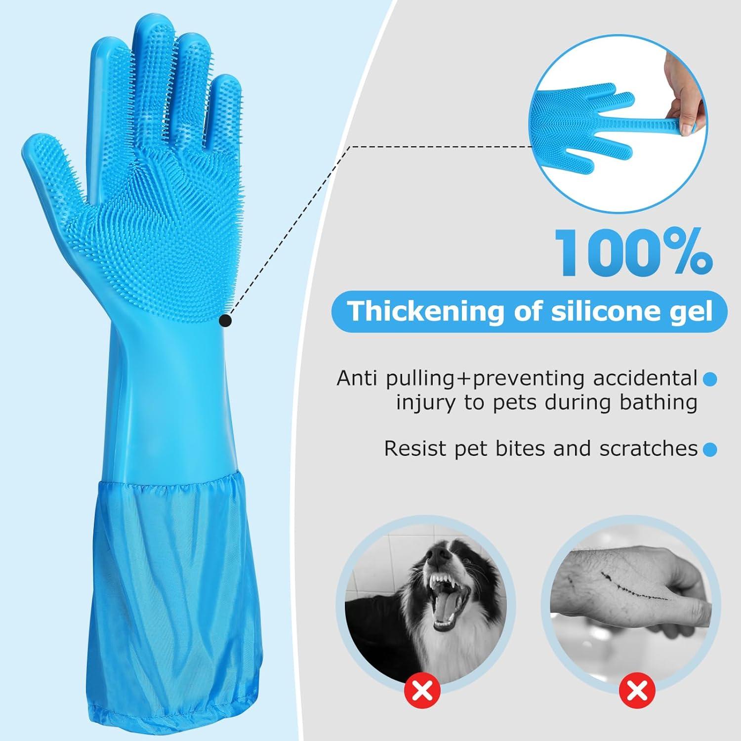 Guantes de Baño para Perros y Gatos Azul - 43.9 cm