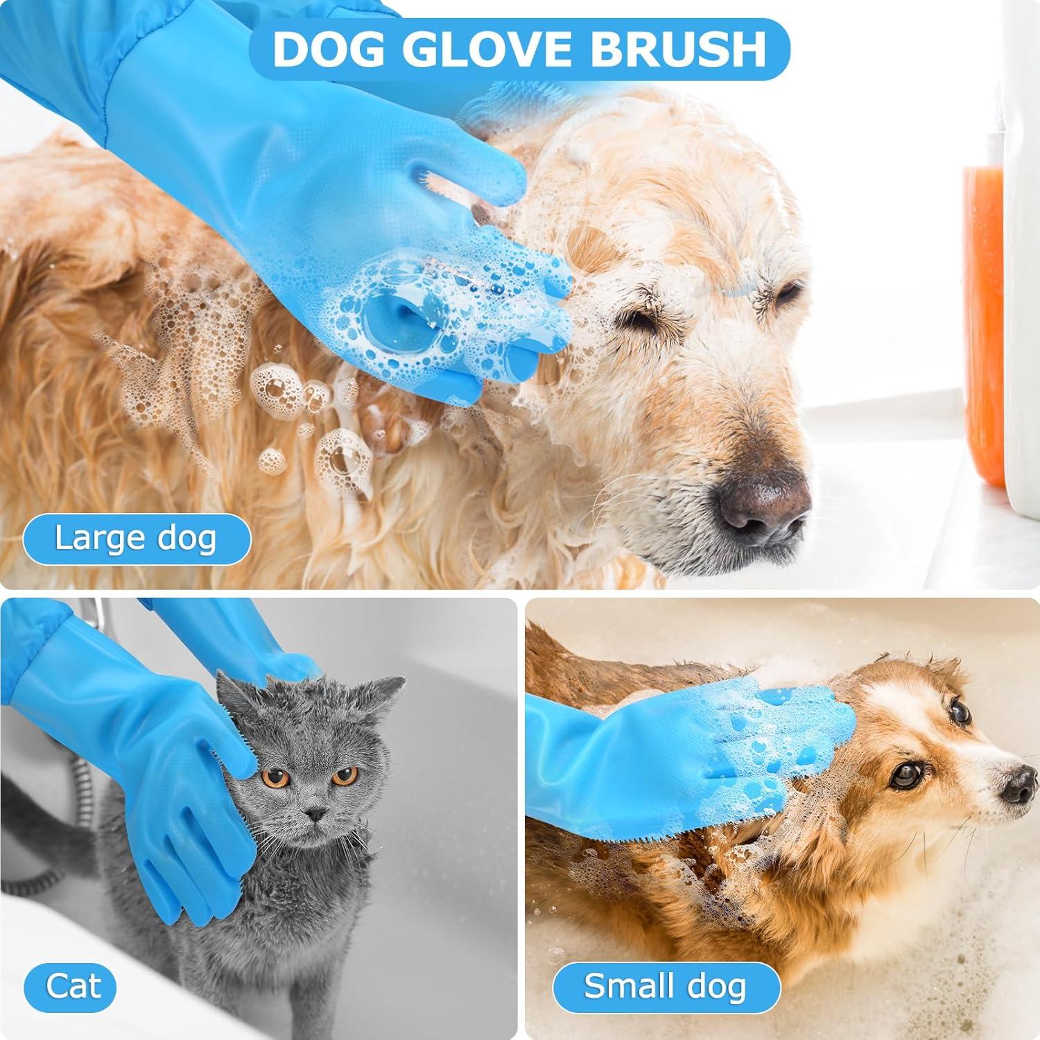 Guantes de Baño para Perros y Gatos Azul - 43.9 cm