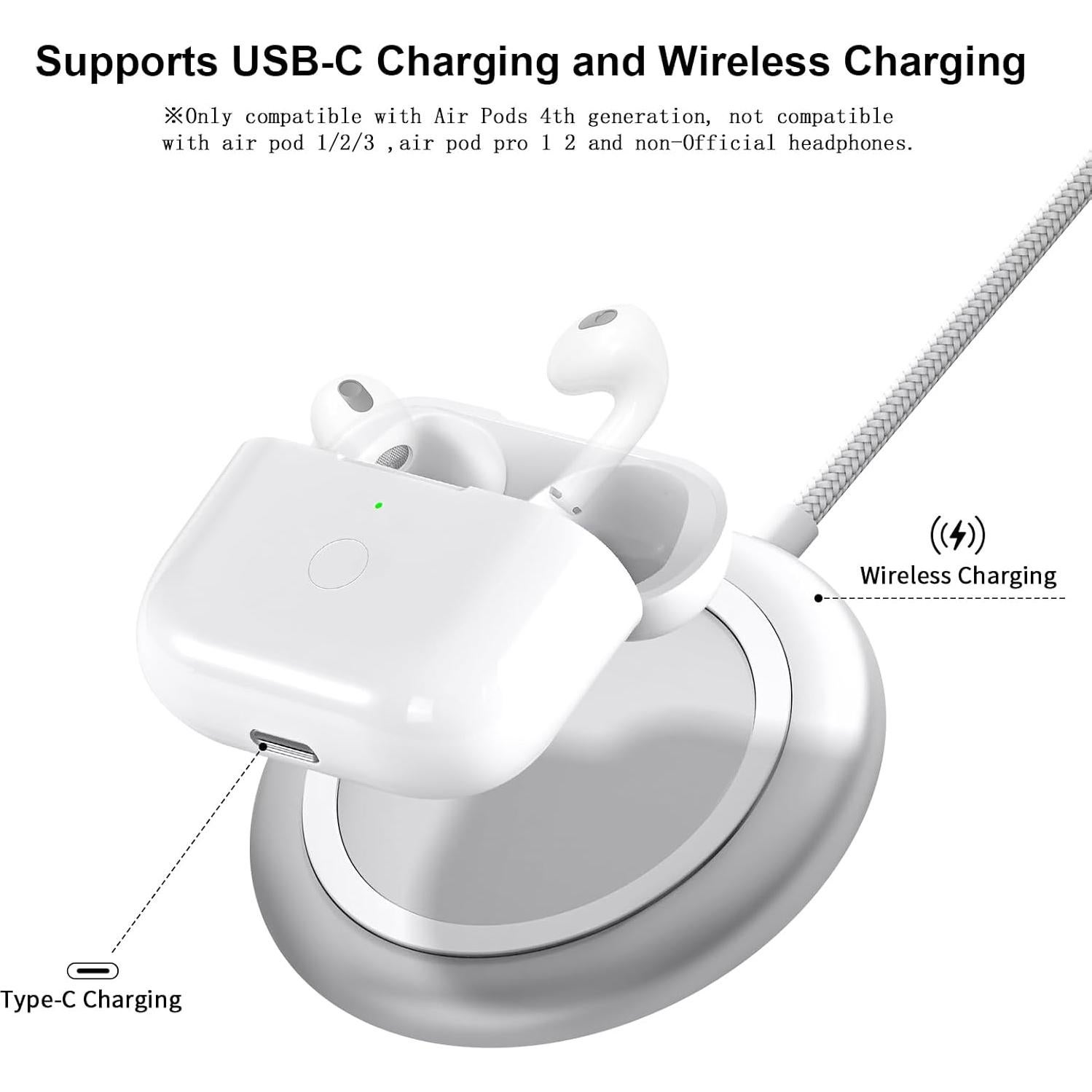 Funda de Carga Inalámbrica CCAN para AirPods 4 - Carga Rápida