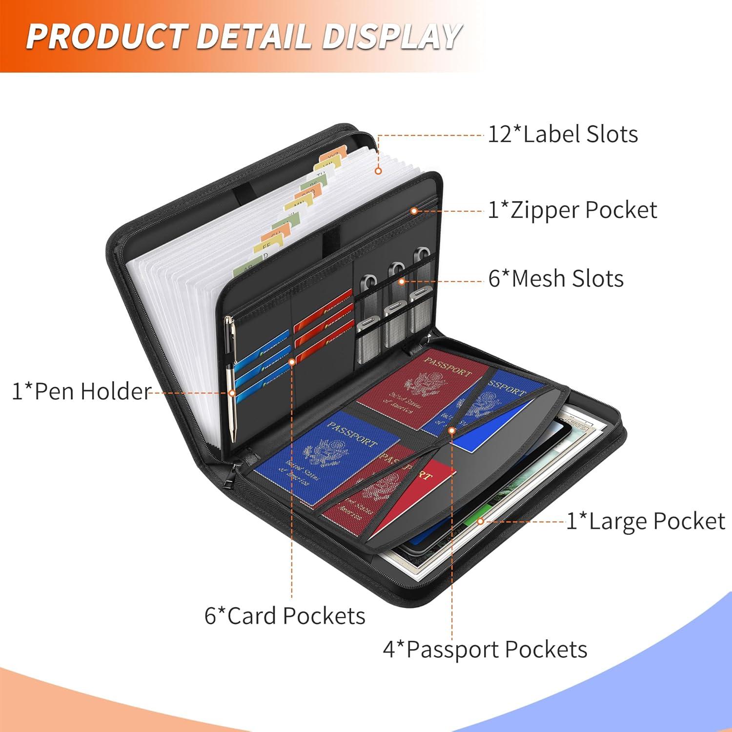 Carpeta Expandible Ignífuga Hontom 13 Bolsillos A4 Negra