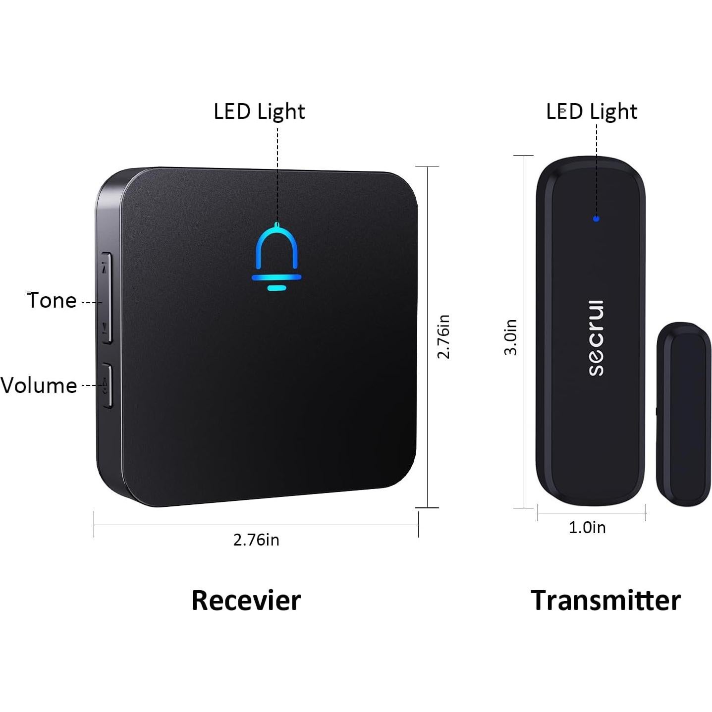 Timbre Inalámbrico SECRUI con Sensor y Receptor - 152.4m
