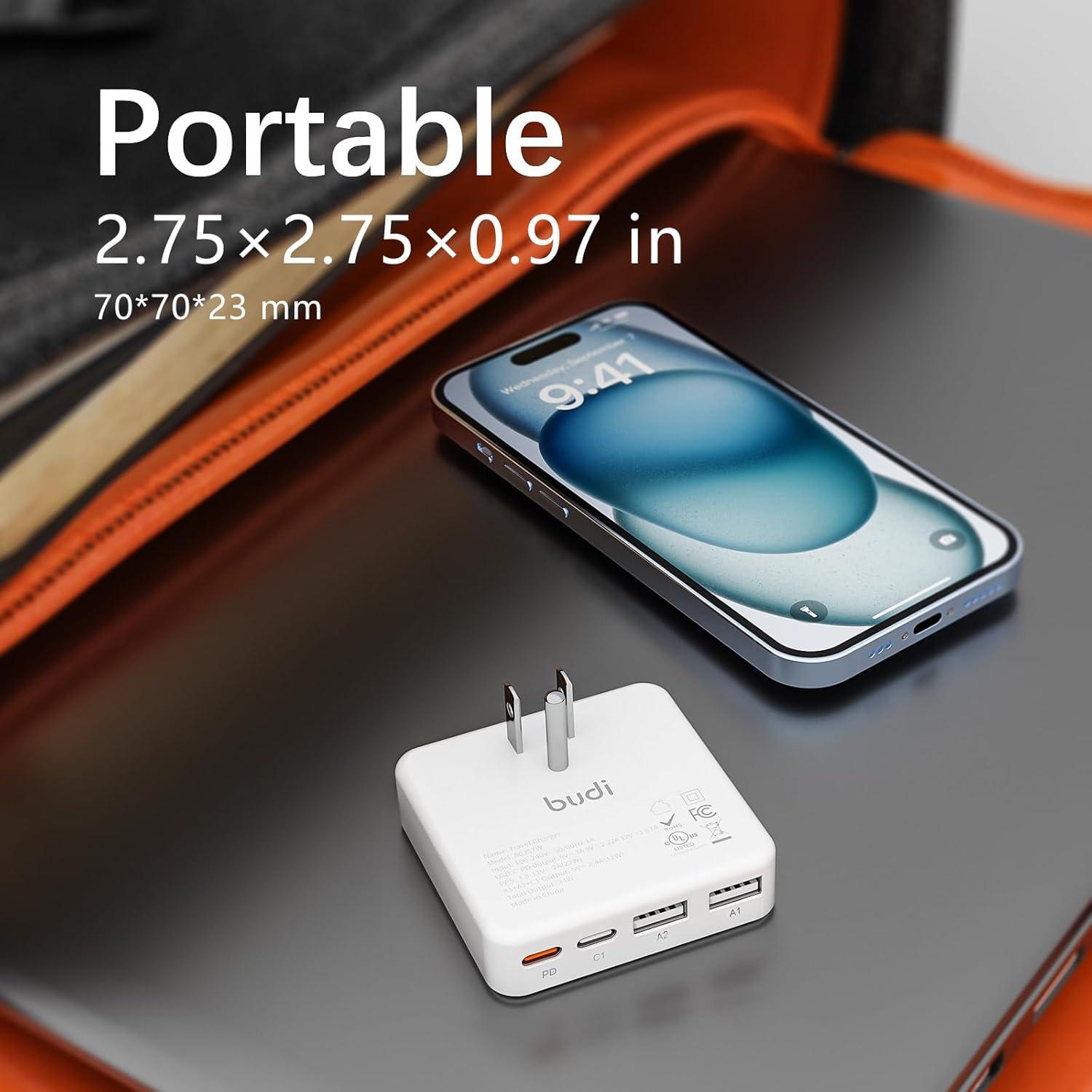 Cargador de pared USB C BUDI 34W 4 Puertos Carga Rápida