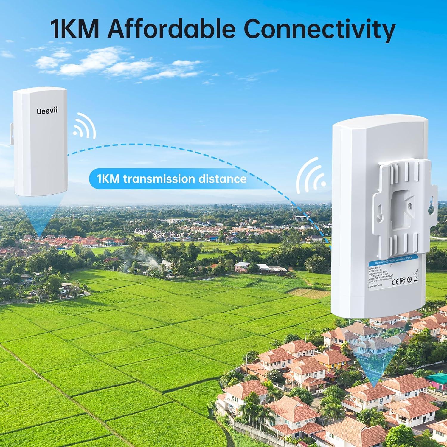 Puente Inalámbrico UeeVii CPE242 2.4G 1000m IP65