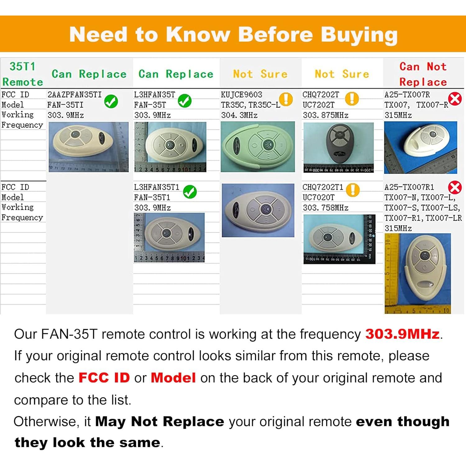 Control Remoto FAN35T para Ventilador de Techo Breeze Bay, 3 Velocidades