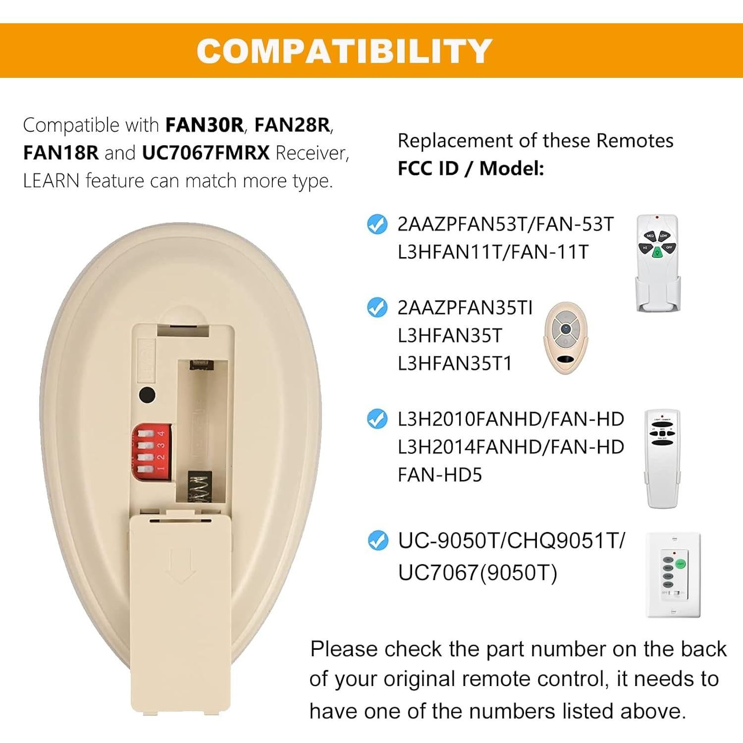 Control Remoto FAN35T para Ventilador de Techo Breeze Bay, 3 Velocidades