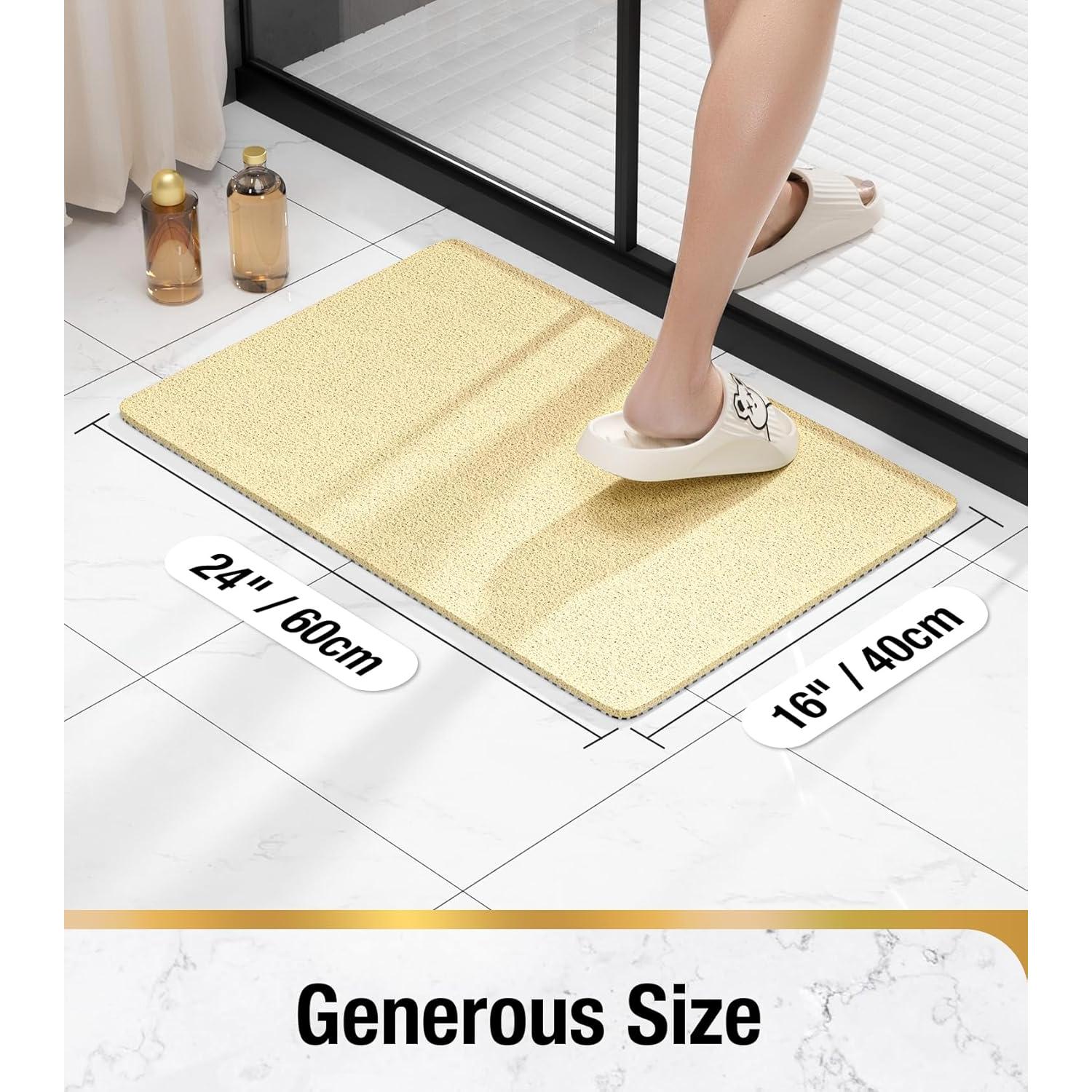 HITSLAM Alfombrilla de Ducha Antideslizante 61x41 cm Beige