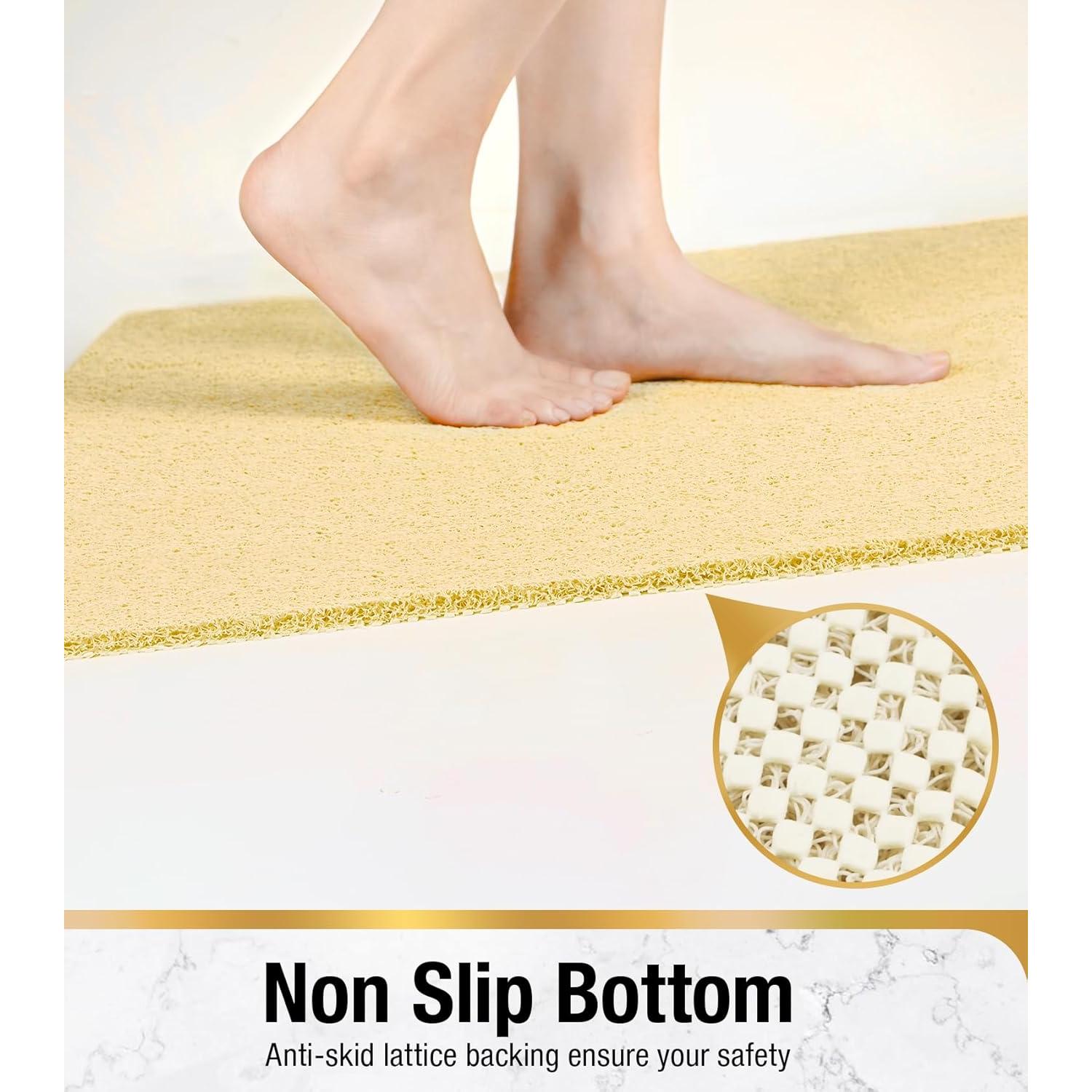 HITSLAM Alfombrilla de Ducha Antideslizante 61x41 cm Beige