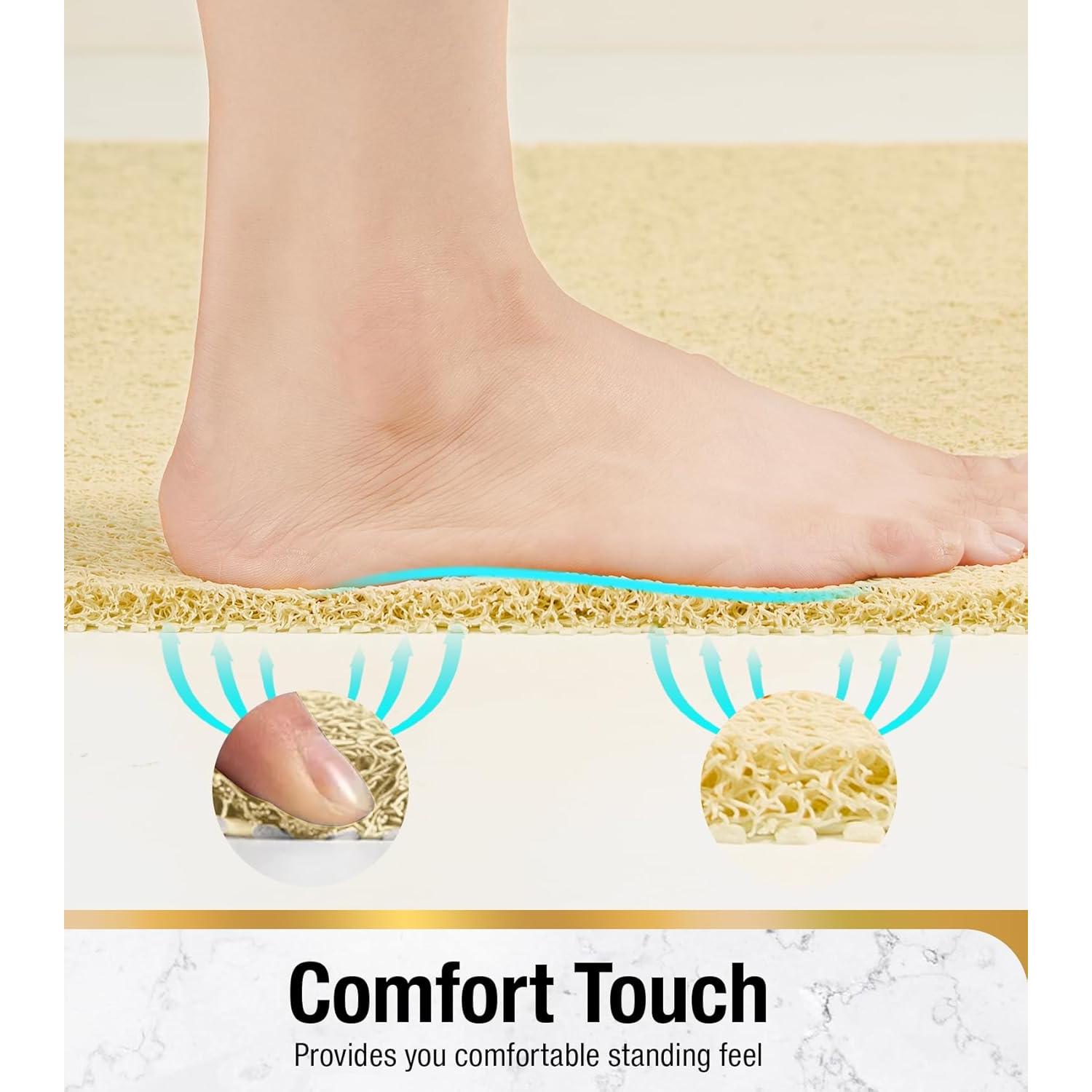 HITSLAM Alfombrilla de Ducha Antideslizante 61x41 cm Beige