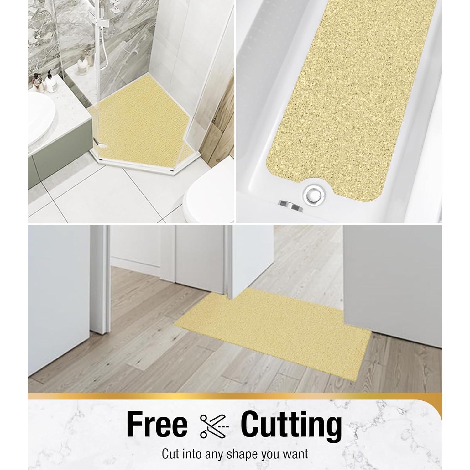 HITSLAM Alfombrilla de Ducha Antideslizante 61x41 cm Beige