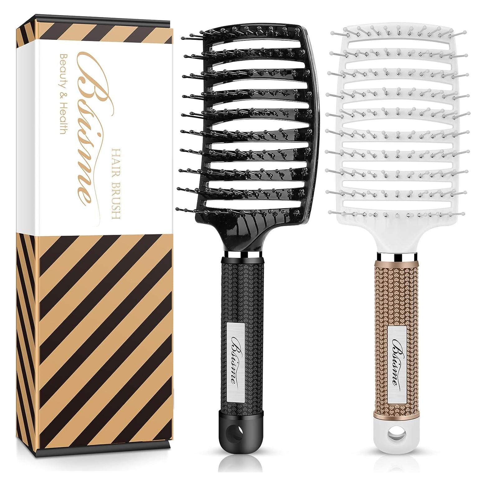 Juego de Cepillos Desenredantes Ventilados Bsisme - Negro y Blanco