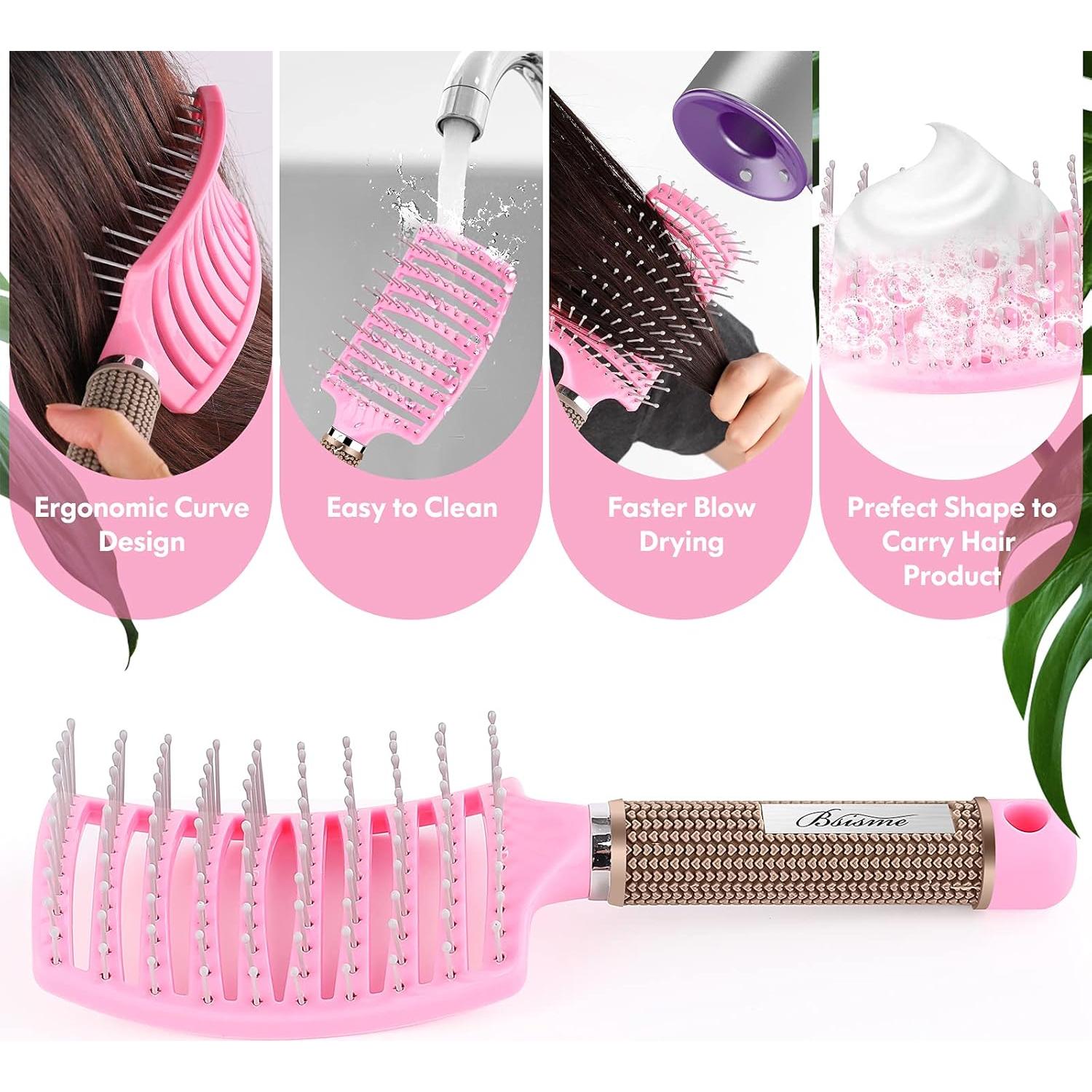 Juego de Cepillos Desenredantes Ventilados Bsisme - Negro y Blanco