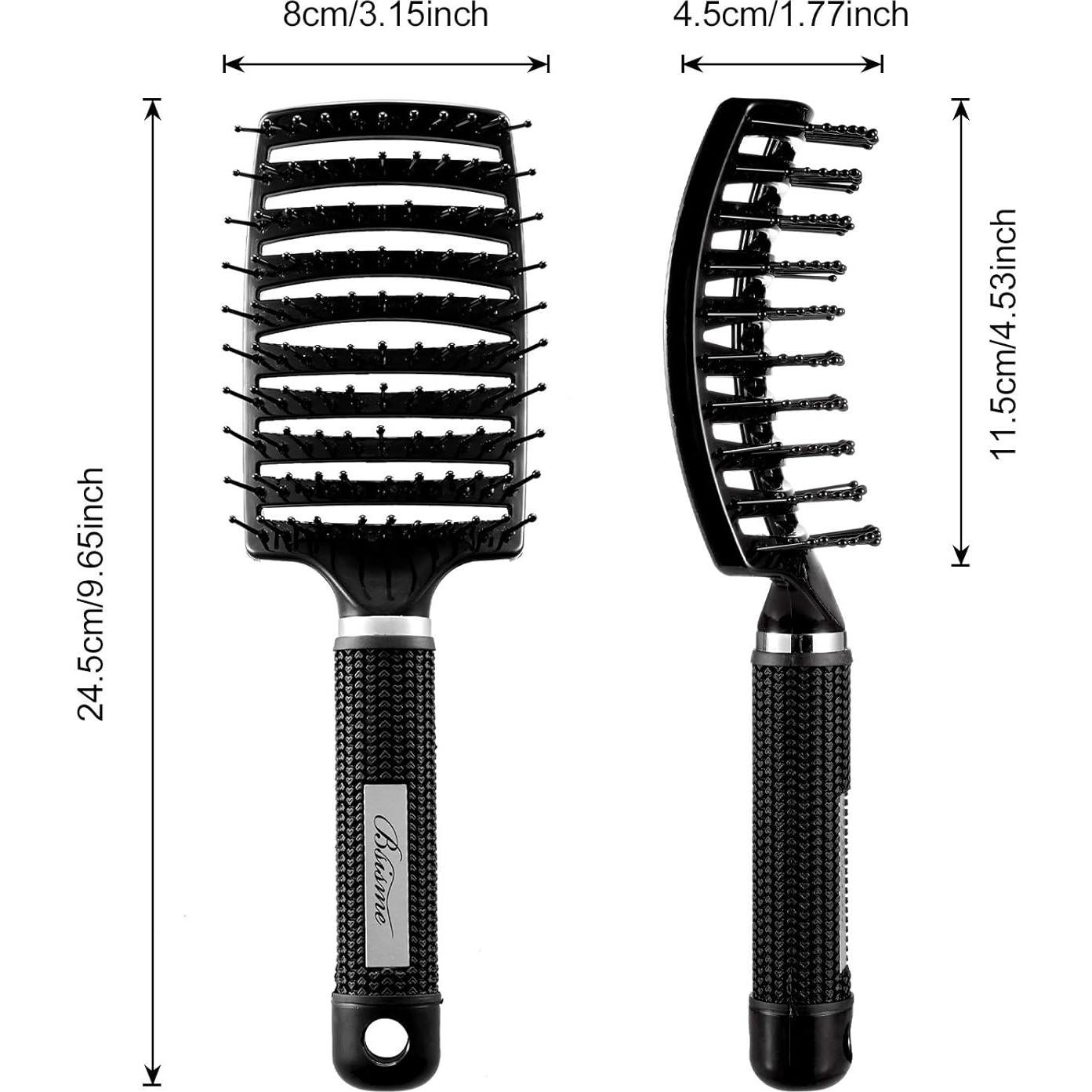 Juego de Cepillos Desenredantes Ventilados Bsisme - Negro y Blanco