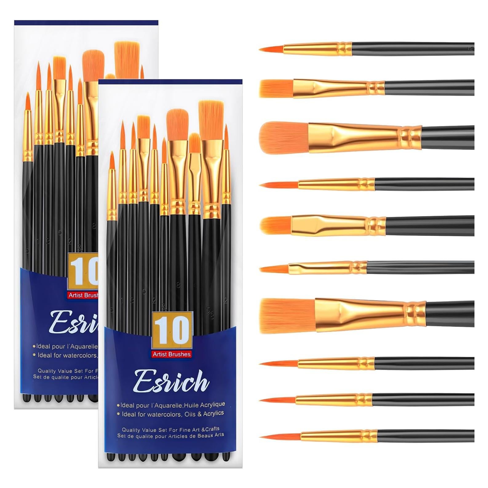 Conjunto de Pinceles ESRICH 20 Pcs Nylon para Acrílico