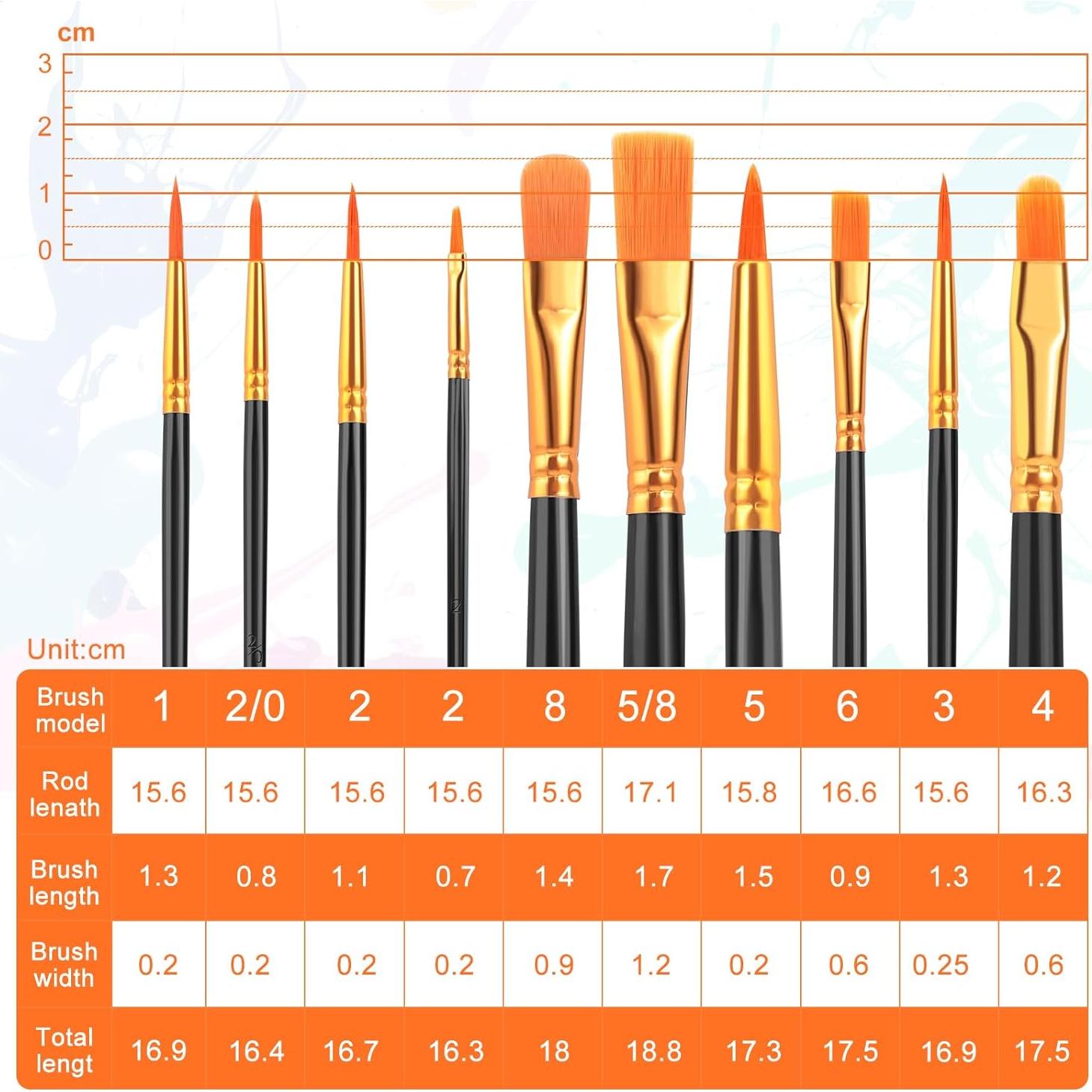 Conjunto de Pinceles ESRICH 20 Pcs Nylon para Acrílico