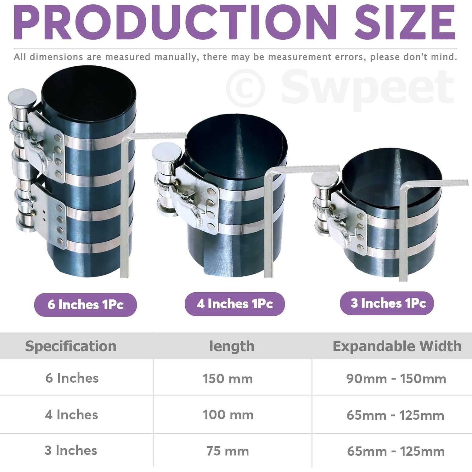 Kit 8Pcs Compresor Anillos Pistón Swpeet 3 4 6 Pulgadas