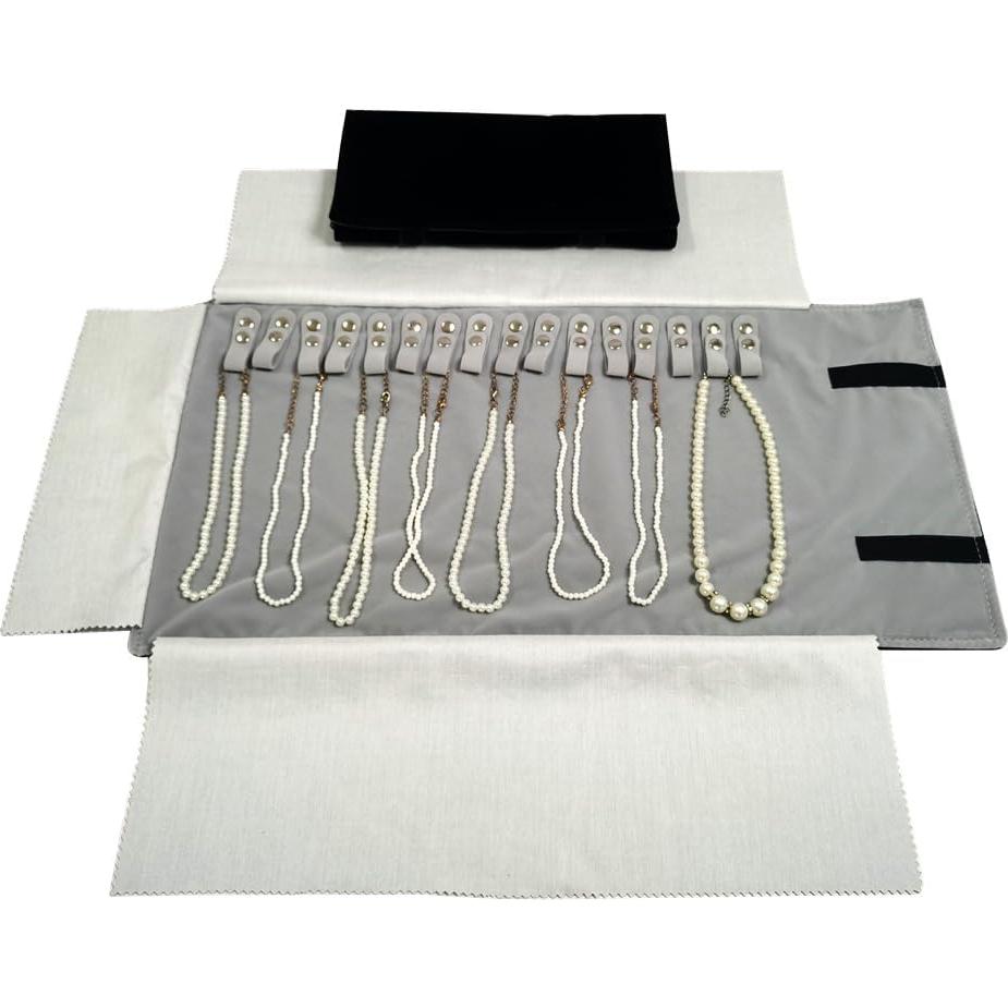 Estuche de Viaje para Joyería SCIKHEFT Terciopelo Negro Gris