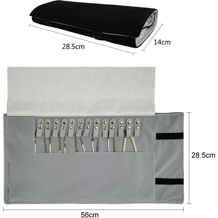 Estuche de Viaje para Joyería SCIKHEFT Terciopelo Negro Gris