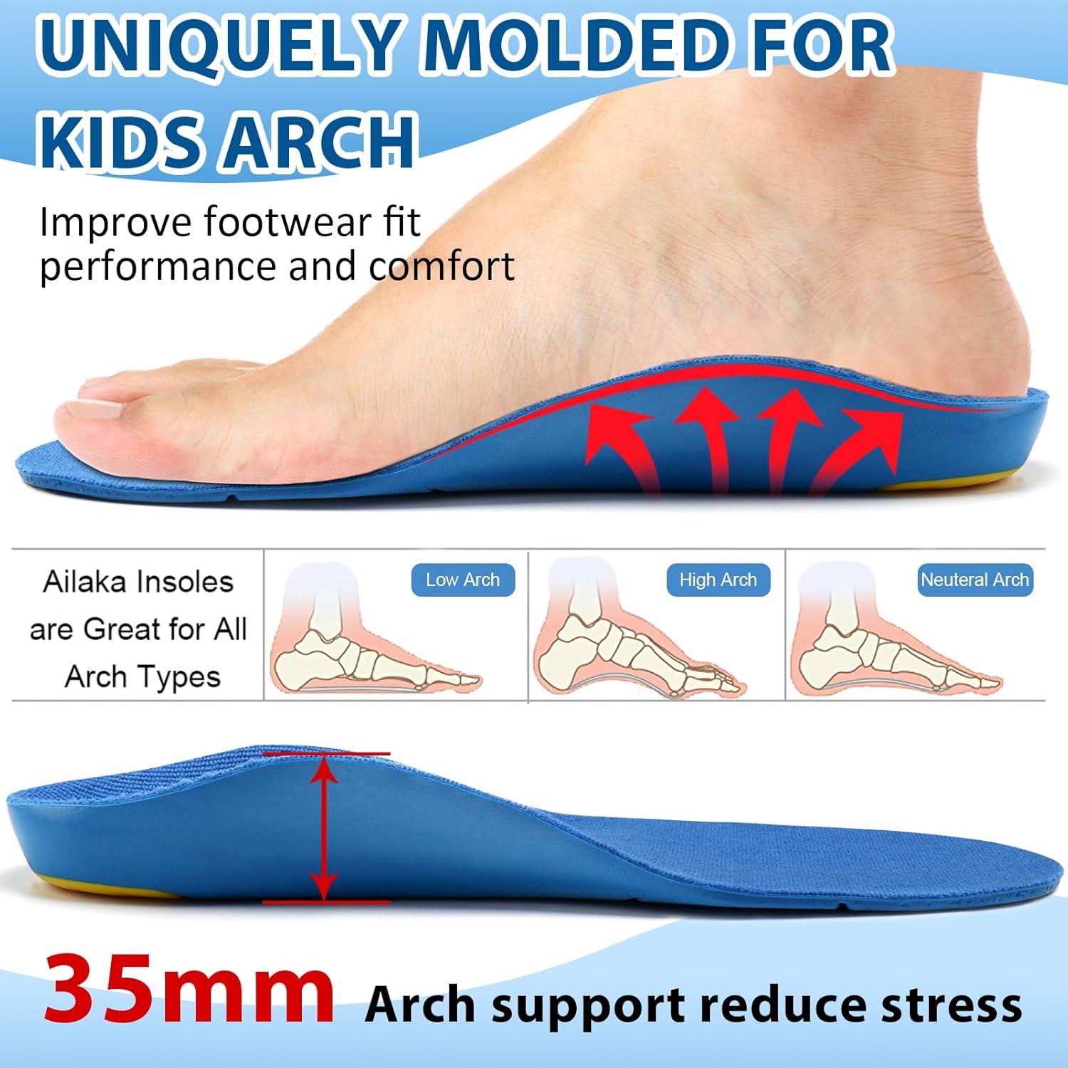 Plantillas ortopédicas Ailaka para niños con soporte de arco 24.3cm