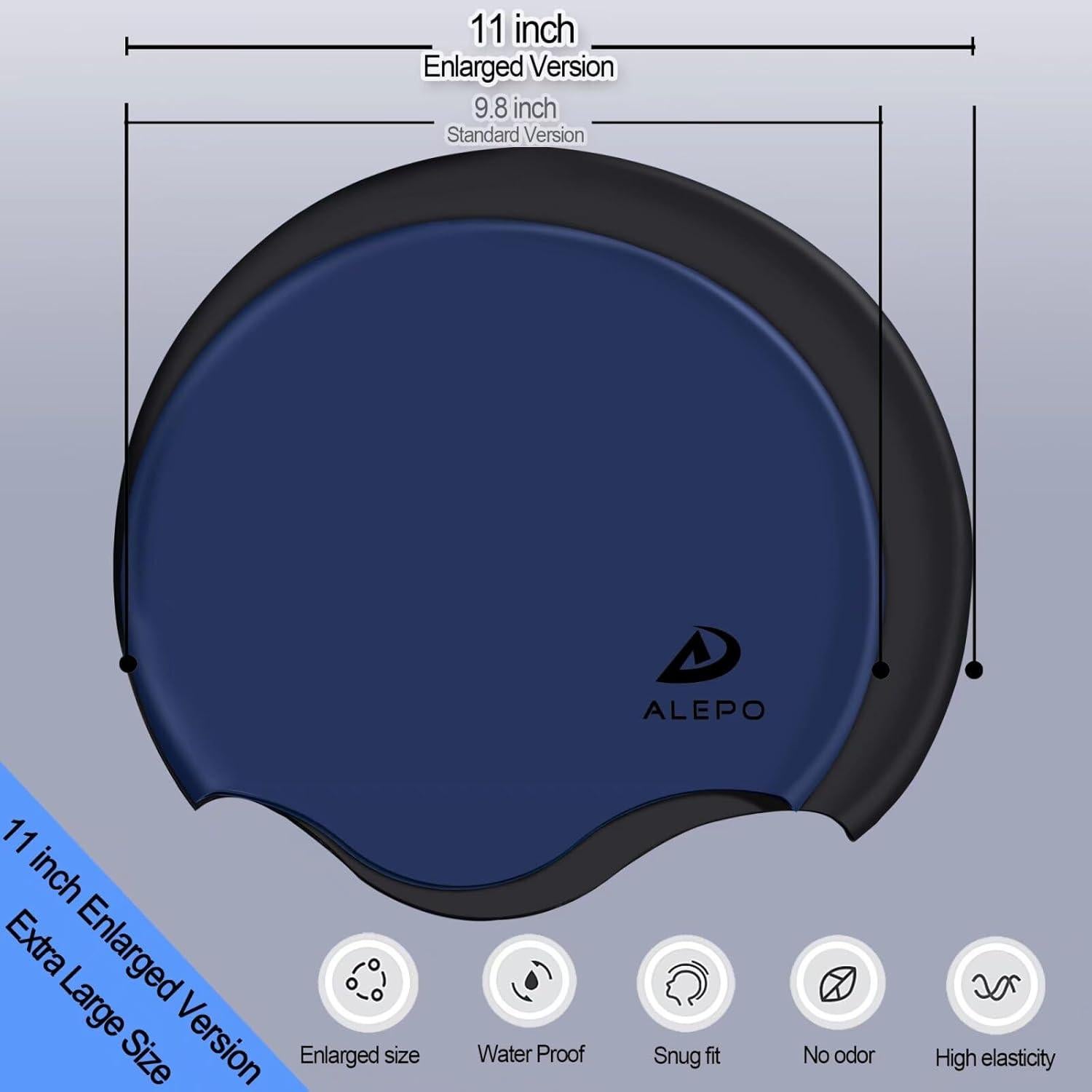 Gorro de Natación Alepo Extra Grande Silicona Unisex Negro