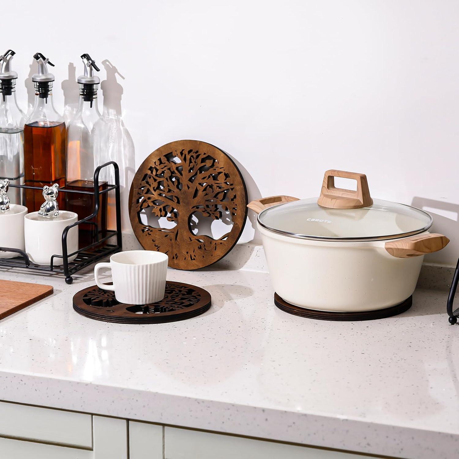 Juego de 3 Soportes de Madera Redondos Beeveer 20.32 cm