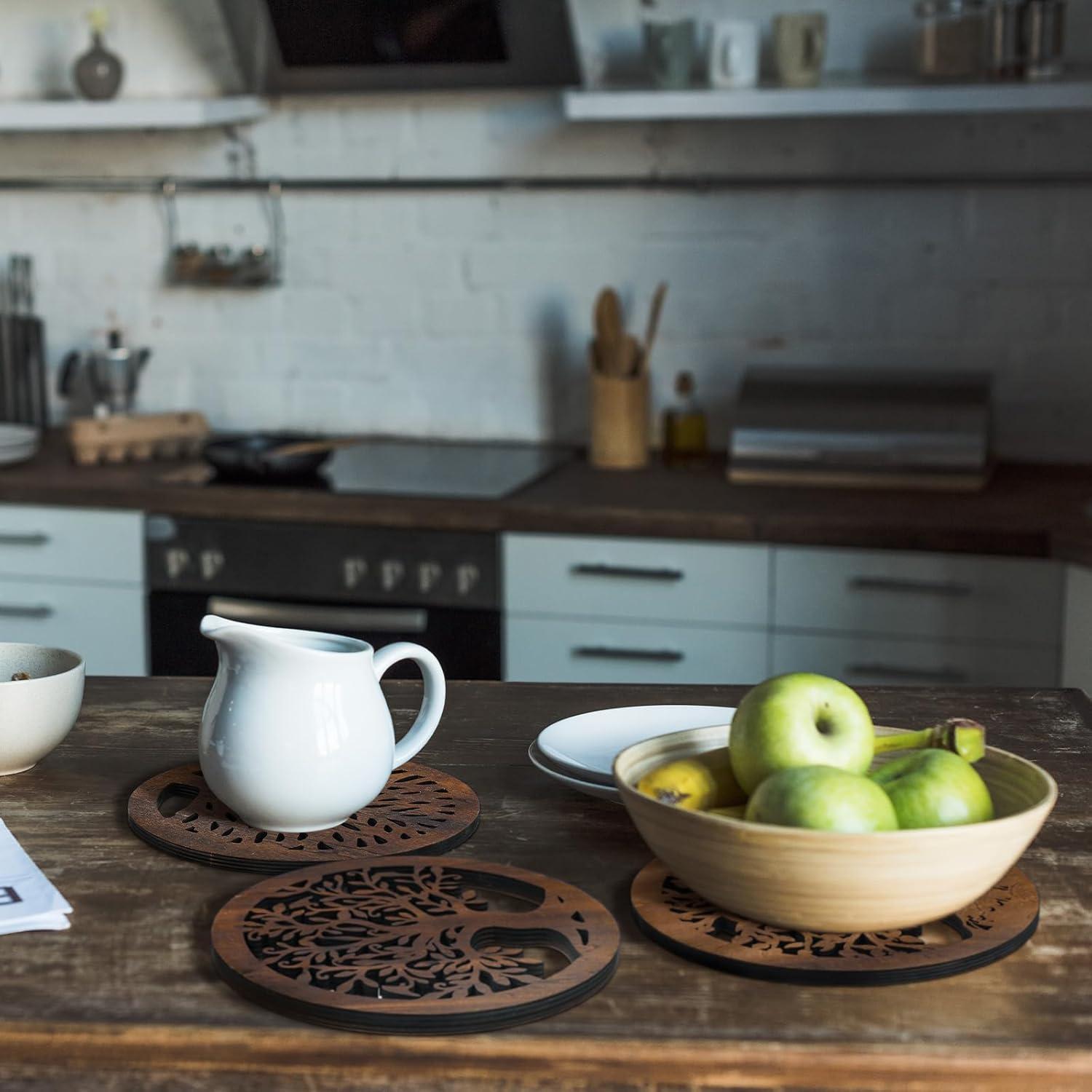 Juego de 3 Soportes de Madera Redondos Beeveer 20.32 cm