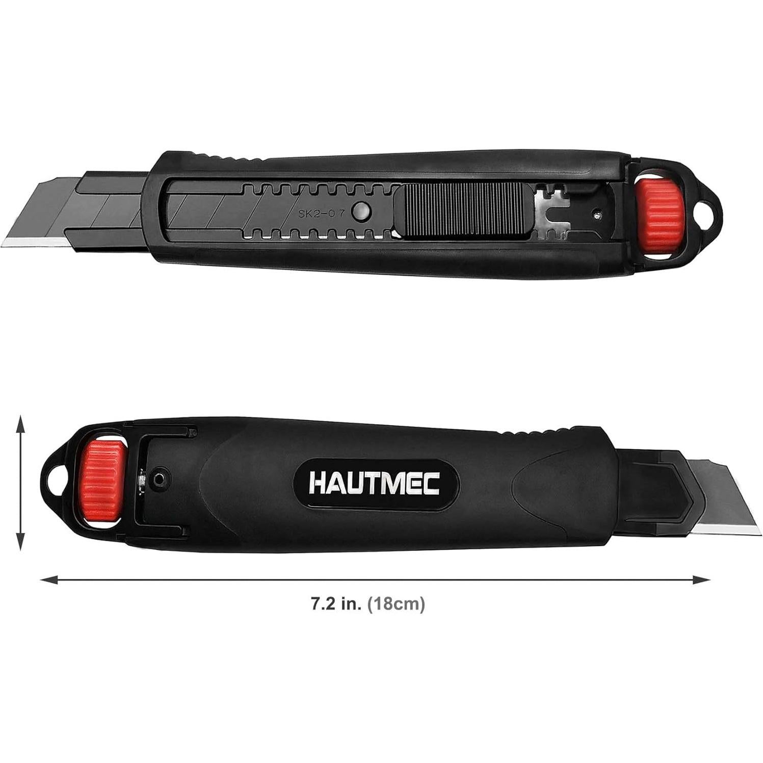 Cuchillo Utilitario HAUTMEC 18mm Doble Bloqueo SK2 Negro