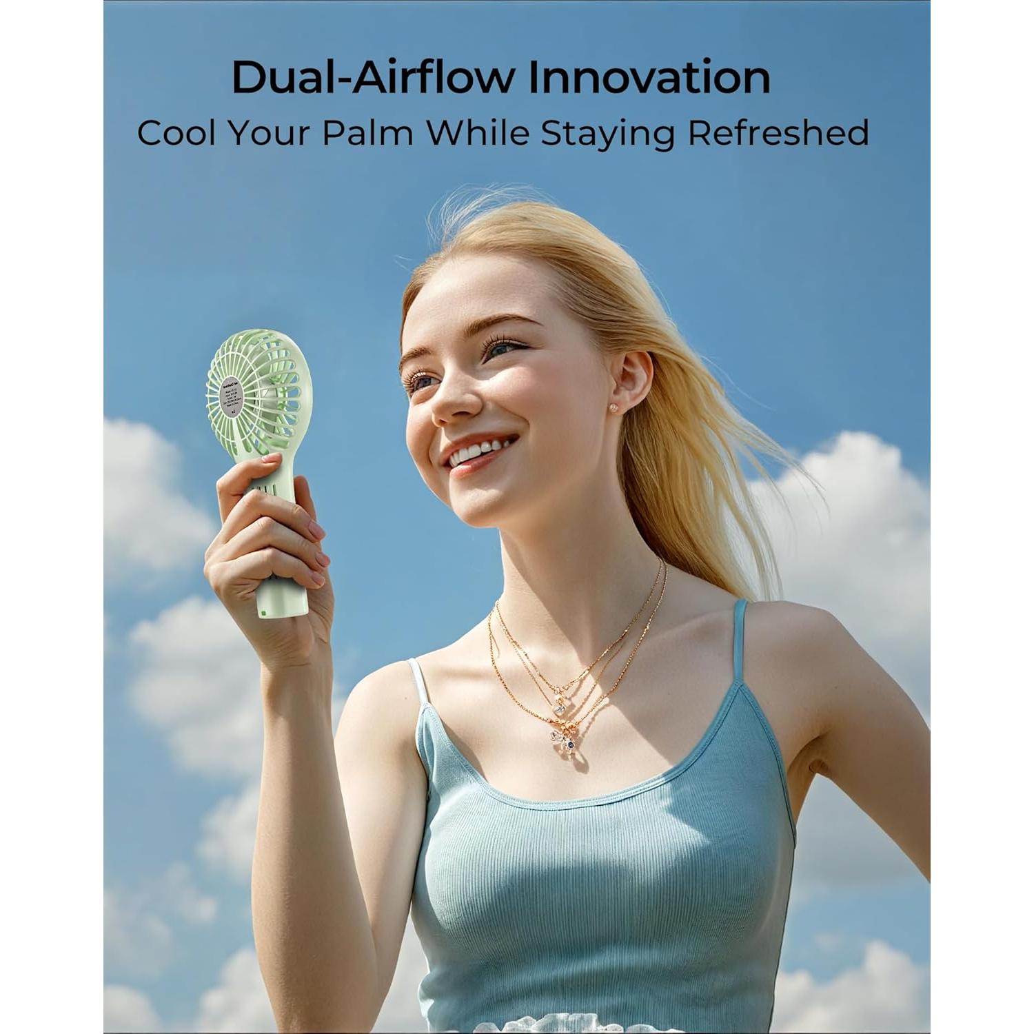 Ventilador Mini Portátil Wegte FS110 Verde Aguacate 5 Velocidades