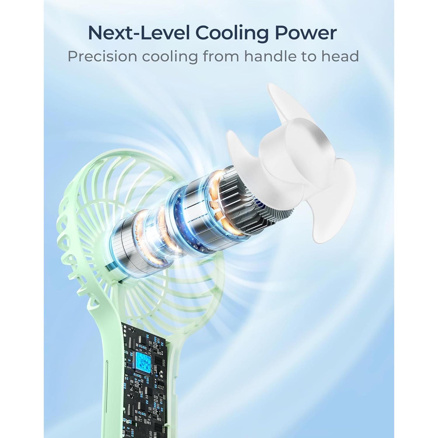 Ventilador Mini Portátil Wegte FS110 Verde Aguacate 5 Velocidades