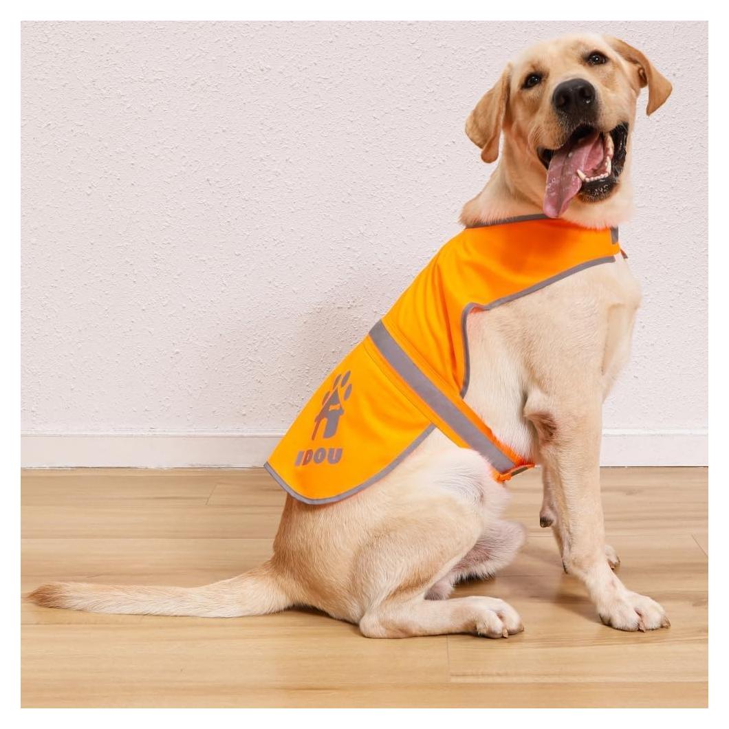 Chaleco Reflectante para Perros IDOU Naranja Tamaño S