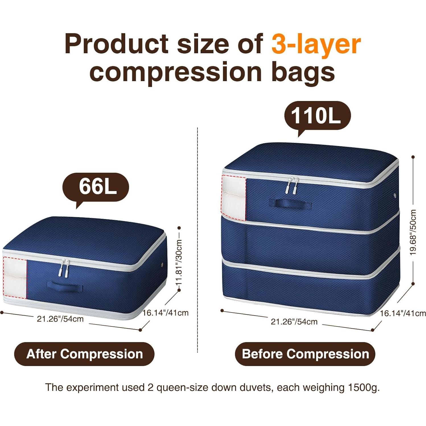 Paquete de 6 Bolsas de Almacenamiento Homsorout 110L Azul Marino